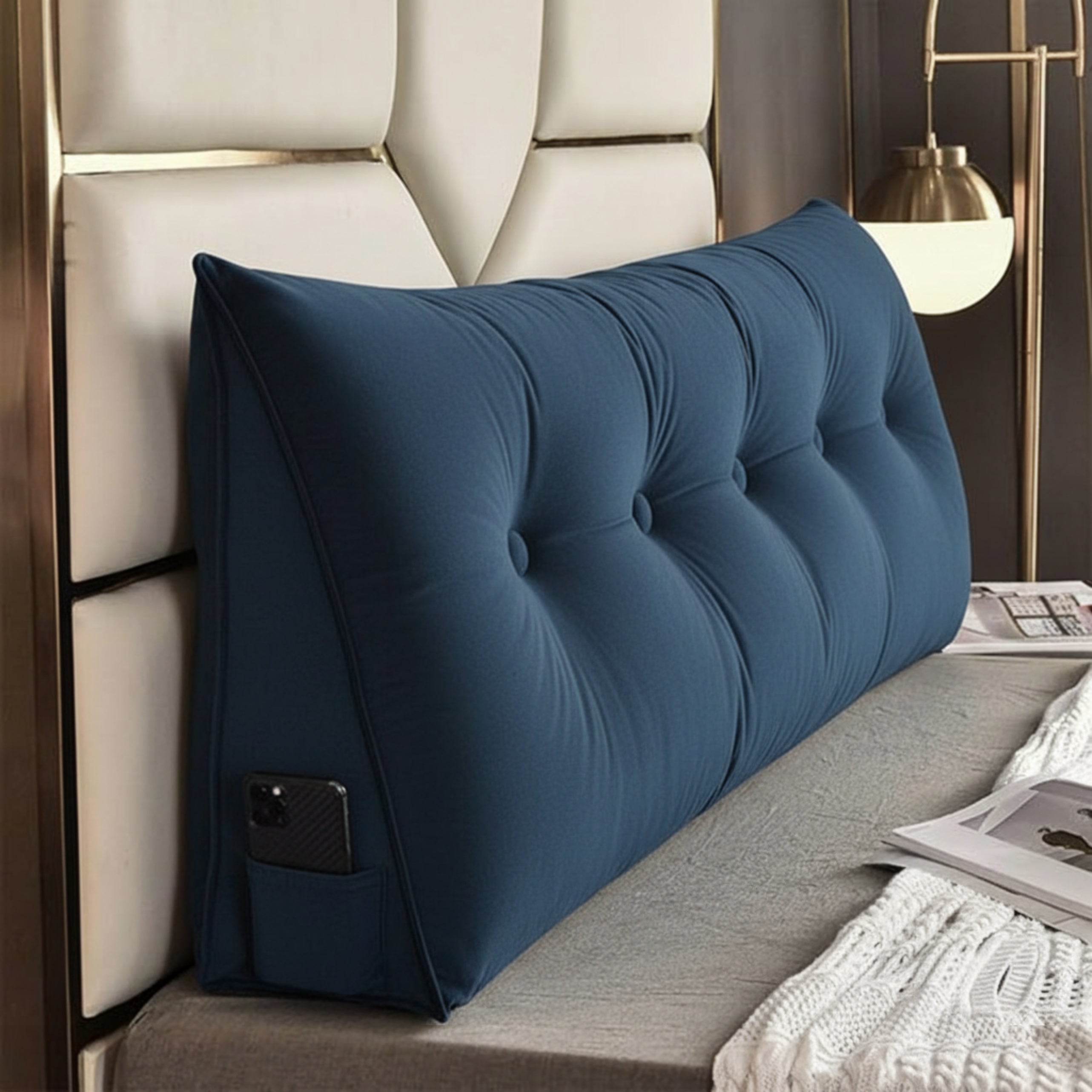 Loft & Aura™ Large Triangle Headboard Pillow Ergonomic Wedge Backrest