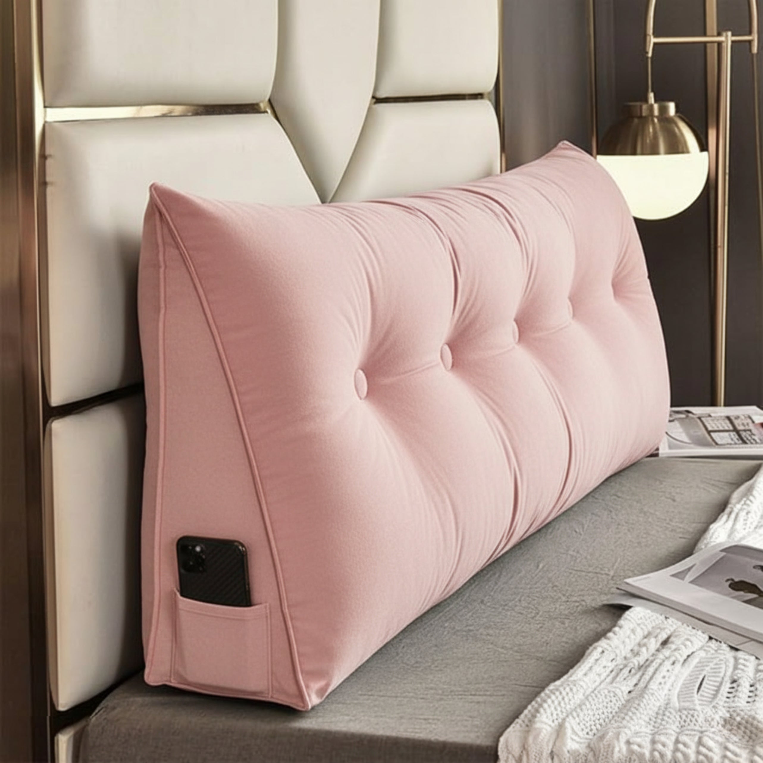 Loft & Aura™ Large Triangle Headboard Pillow Ergonomic Wedge Backrest