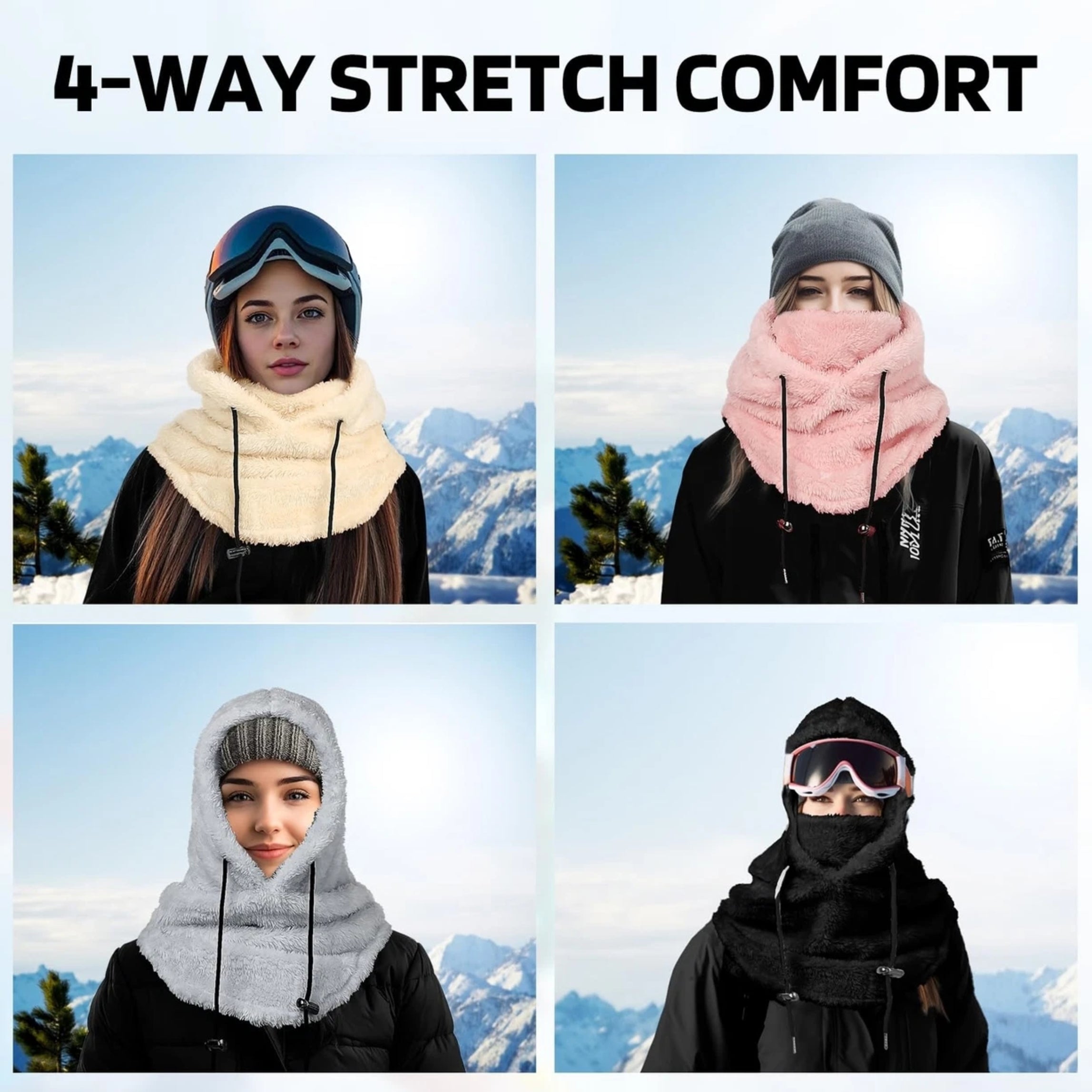 Loft & Aura™ Winter Fleece-lined Hooded Beanie Scarf Travel
