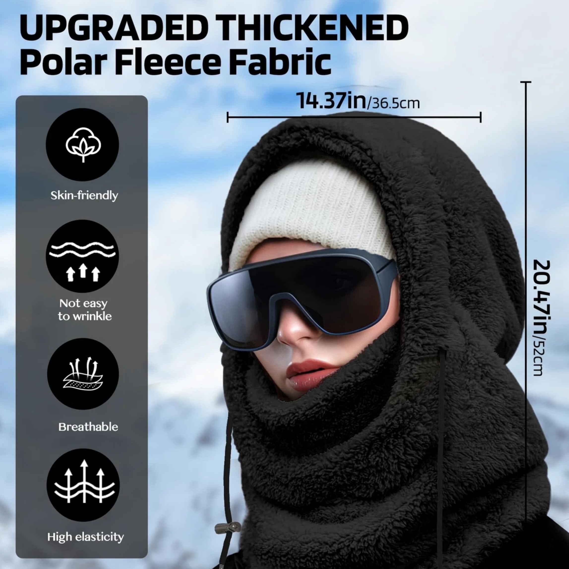 Loft & Aura™ Winter Fleece-lined Hooded Beanie Scarf Travel