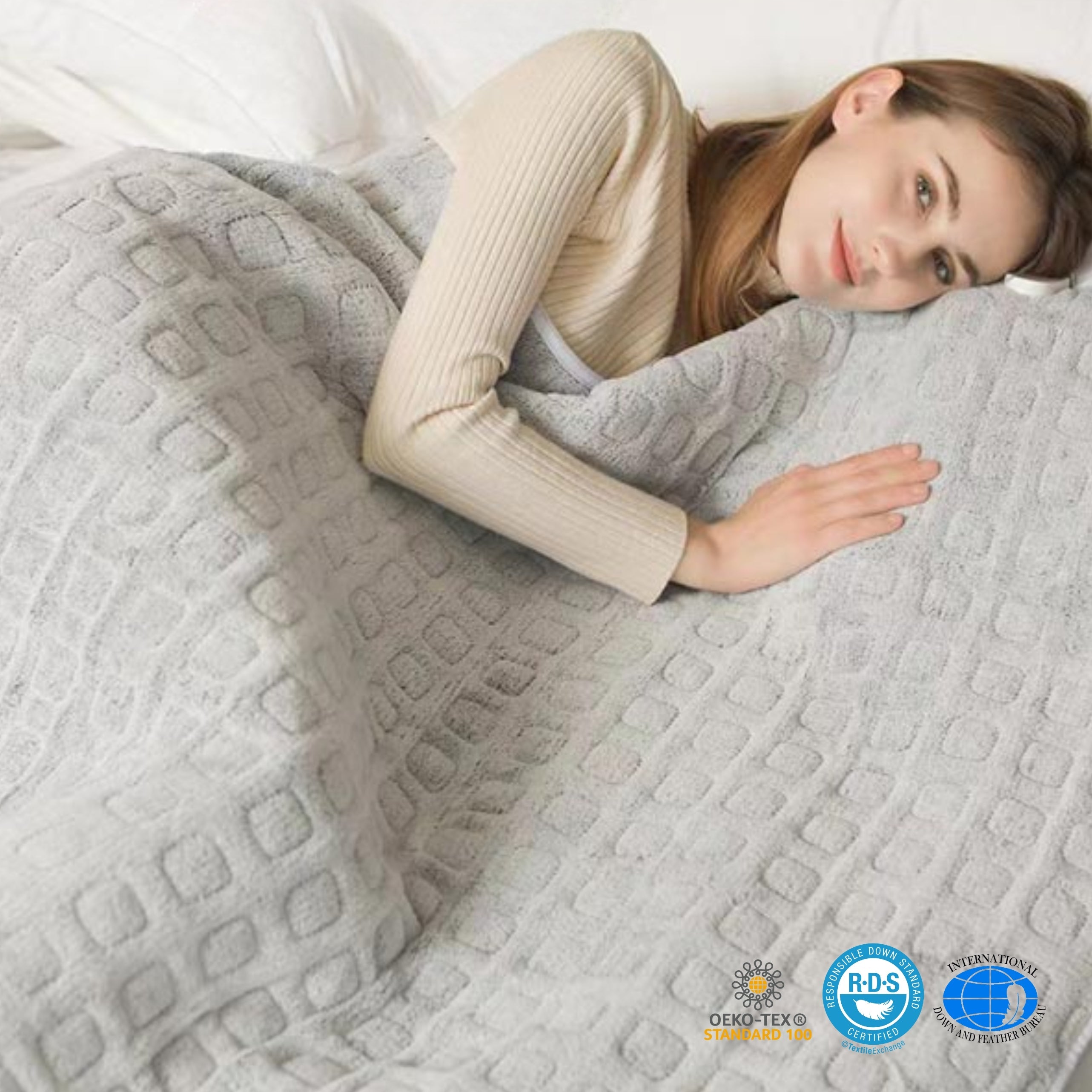 Loft & Aura™ Weighted Heating Blanket for Soothing Comfort