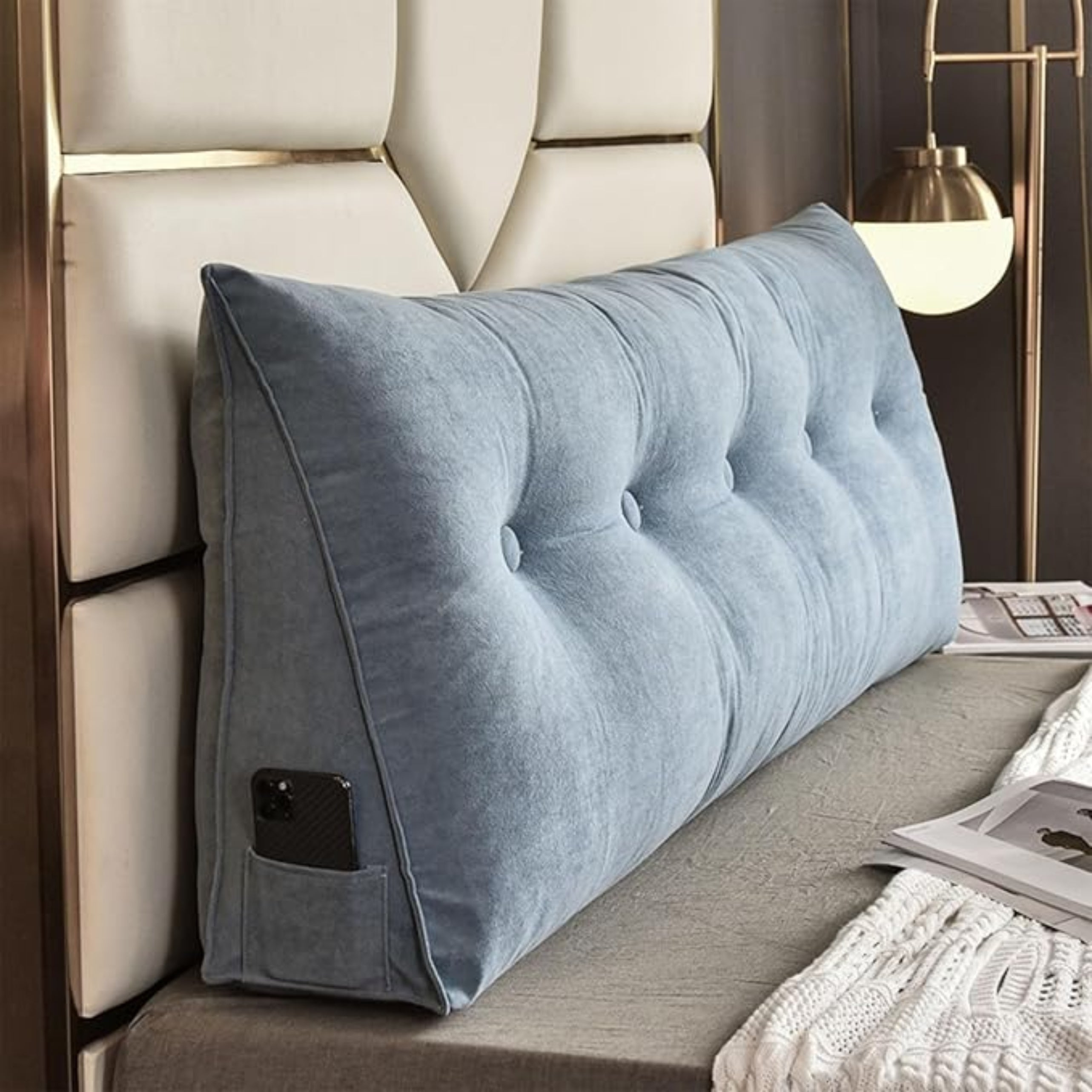 Loft & Aura™ Large Triangle Headboard Pillow Ergonomic Wedge Backrest