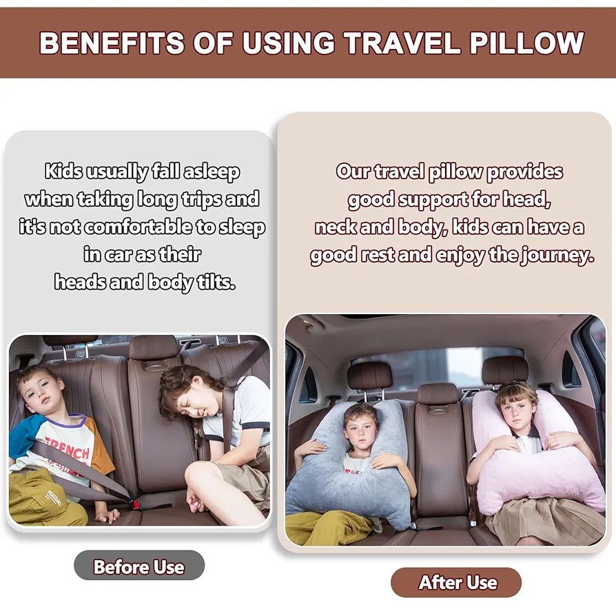 Car Pillow for Kids, Memory Foam Travel Pillow for Car and Adults, Kid Travel Pillow for Sleeping on Road Trip, Small Body Pillow for Kids