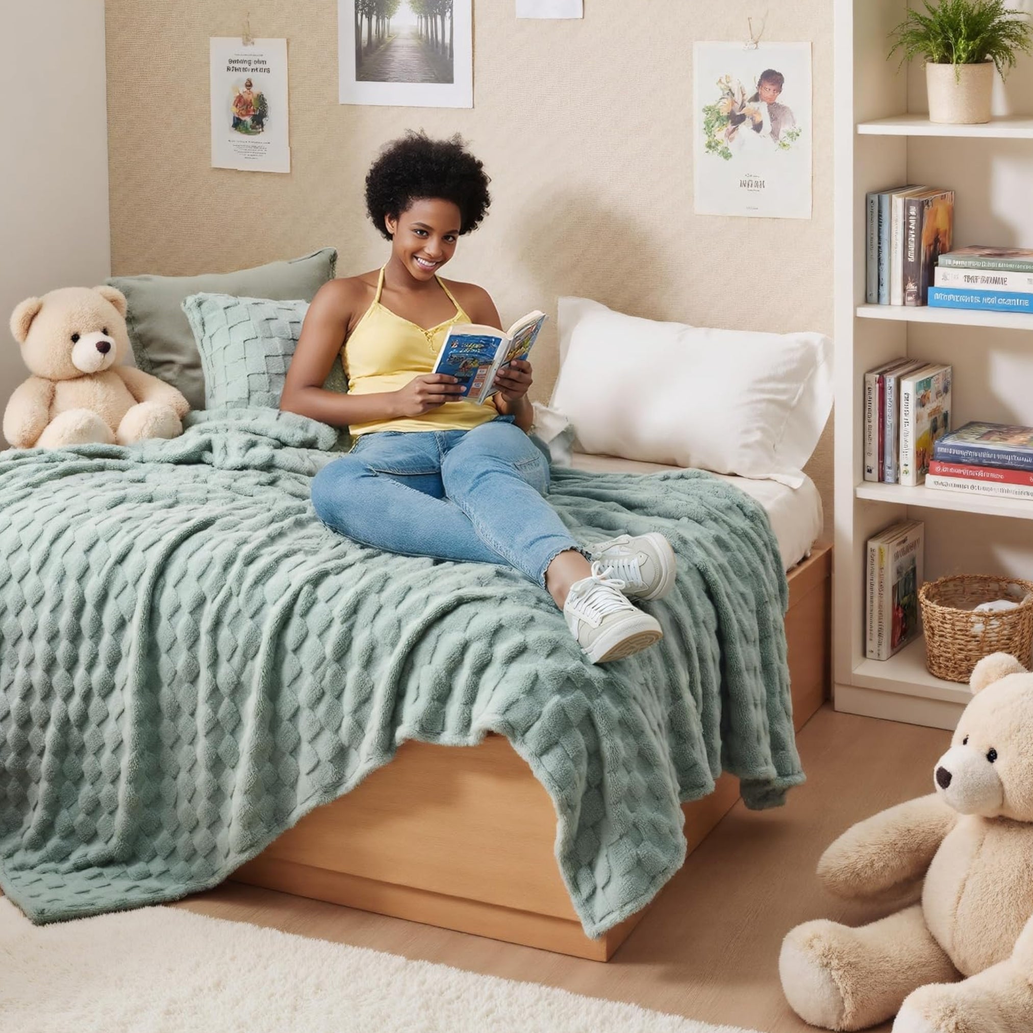 Loft & Aura™ Cozy Checkered Fleece Throw Blanket