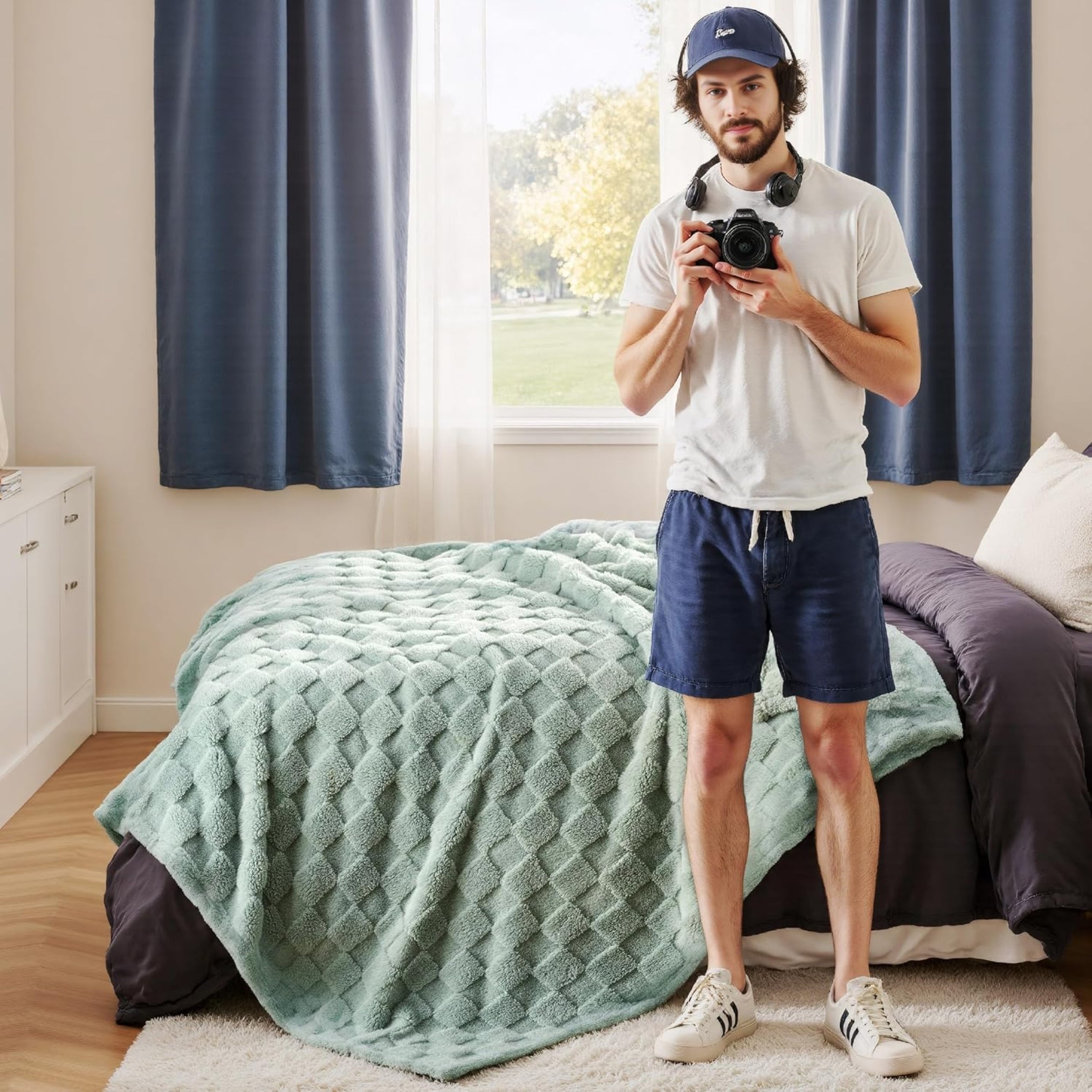 Loft & Aura™ Cozy Checkered Fleece Throw Blanket