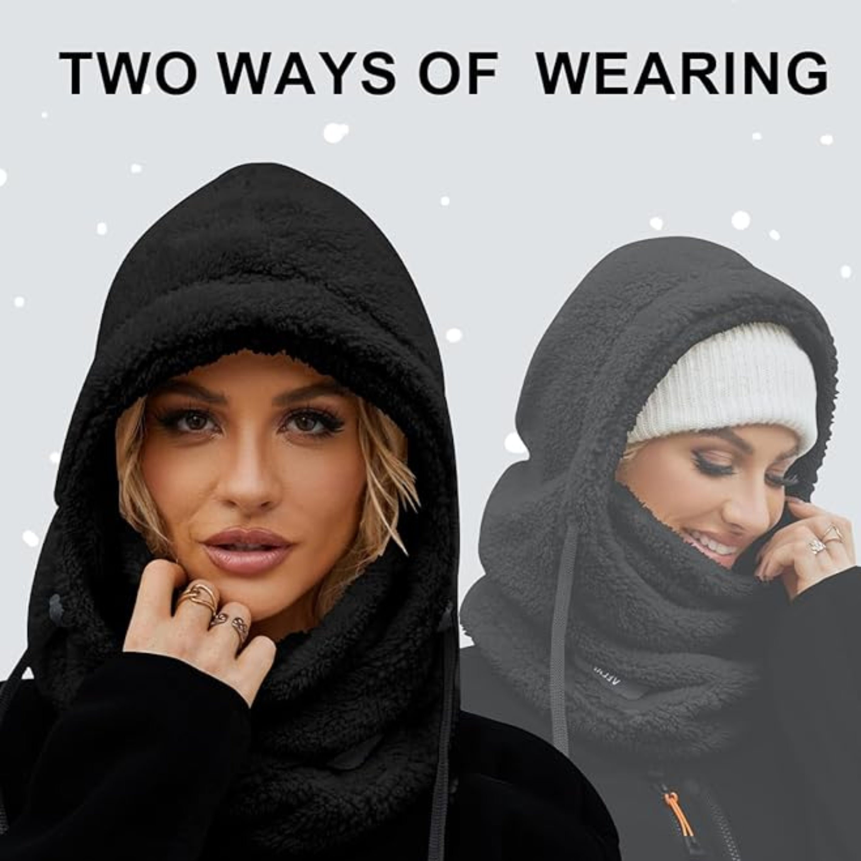 Loft & Aura™ Winter Fleece-lined Hooded Beanie Scarf Travel