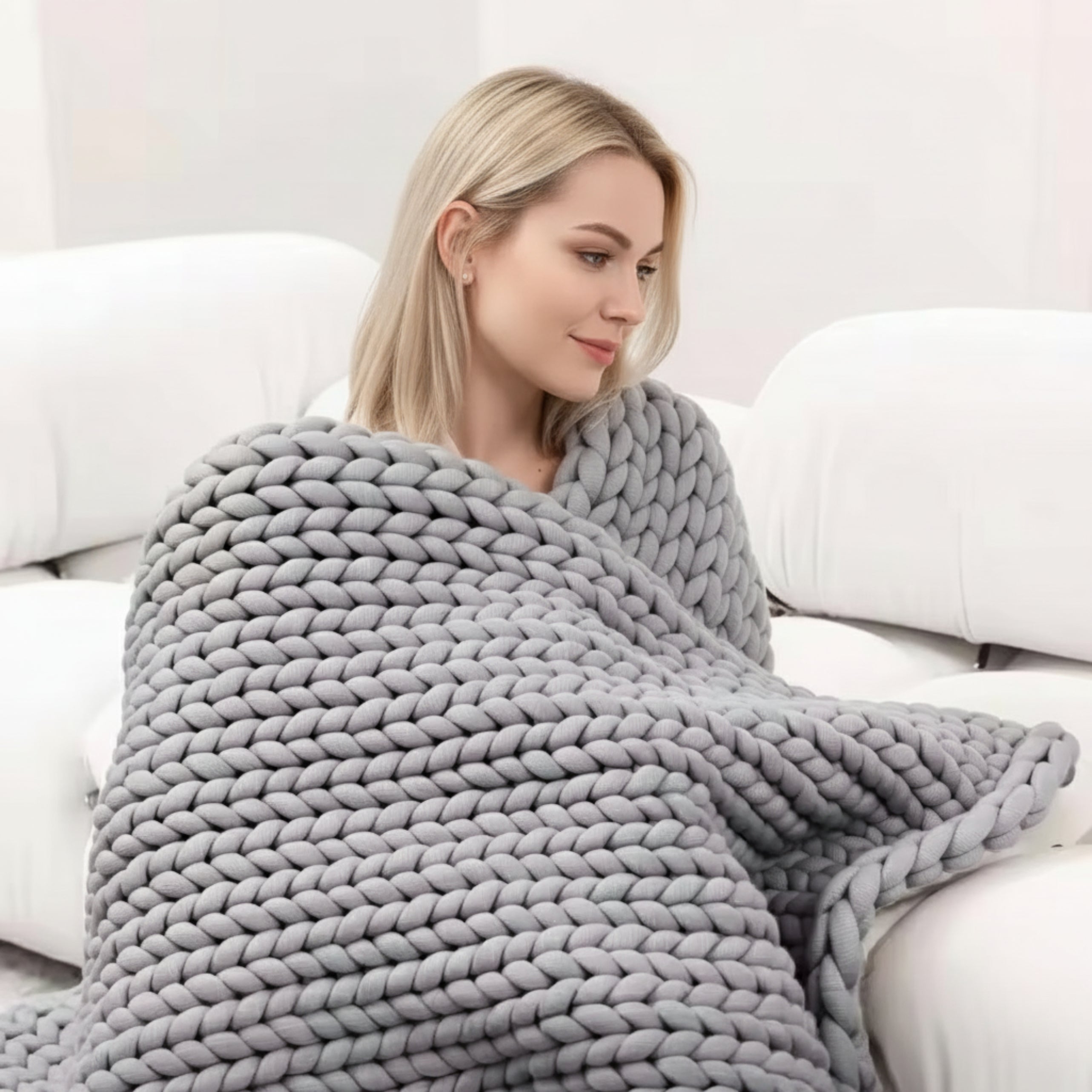 Loft & Aura™ Handmade Minimalist Chunky Knitted Weighted Blanket