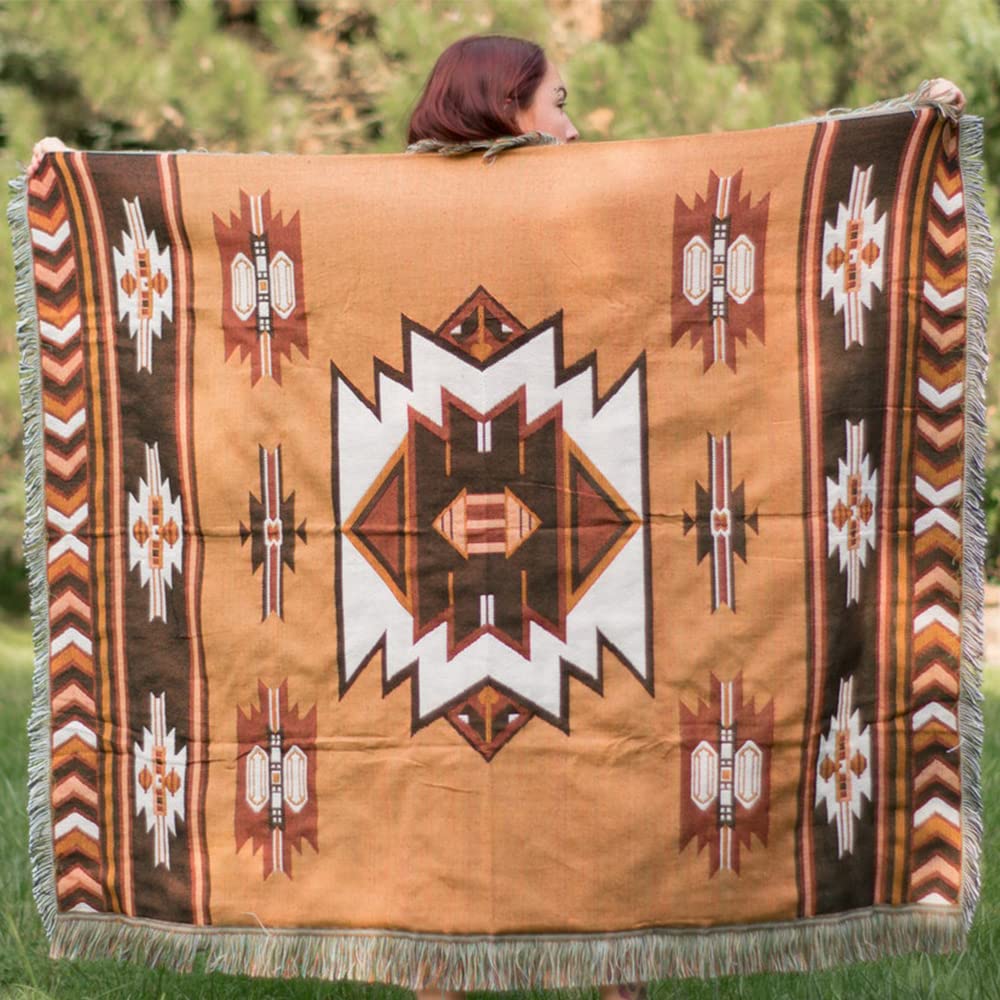 Loft & Aura™ Brown Reversible Woven Throw Blanket with Tassels