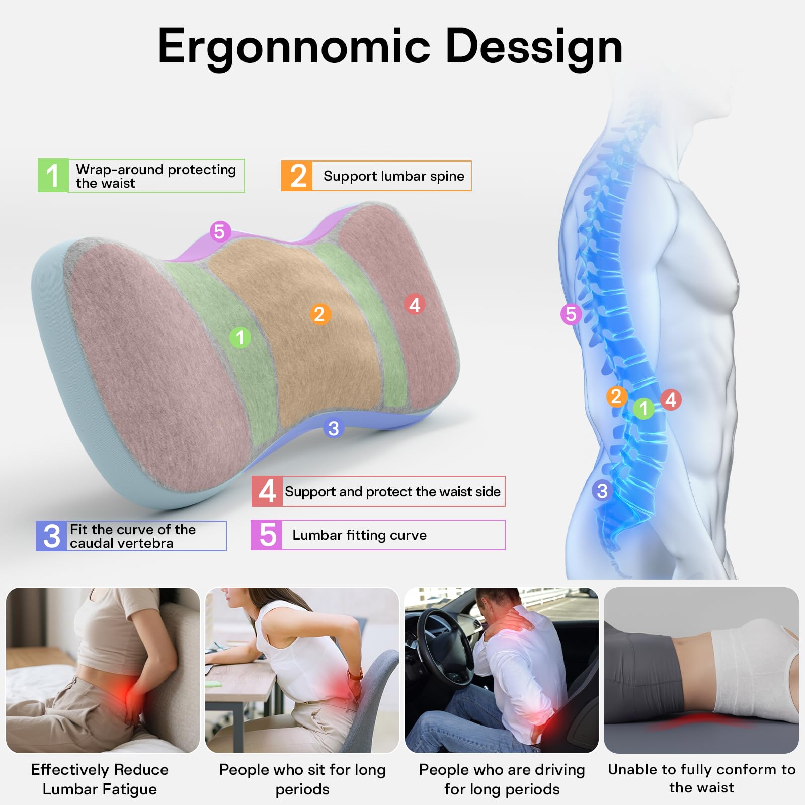 Loft & Aura™ Ergonomic Lumbar Support Cushion