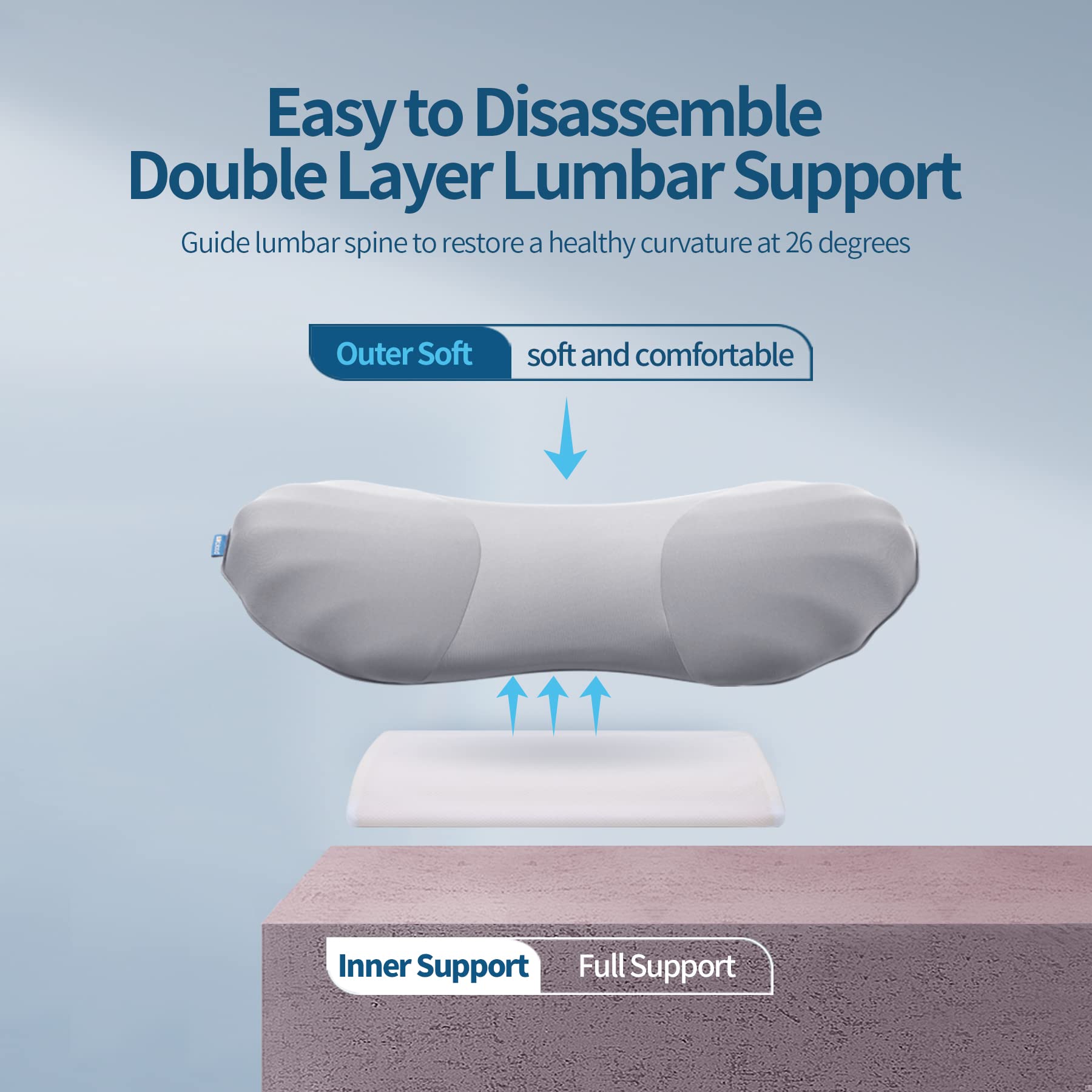 Loft & Aura™ High Rebound Memory Foam Lumbar Pillow