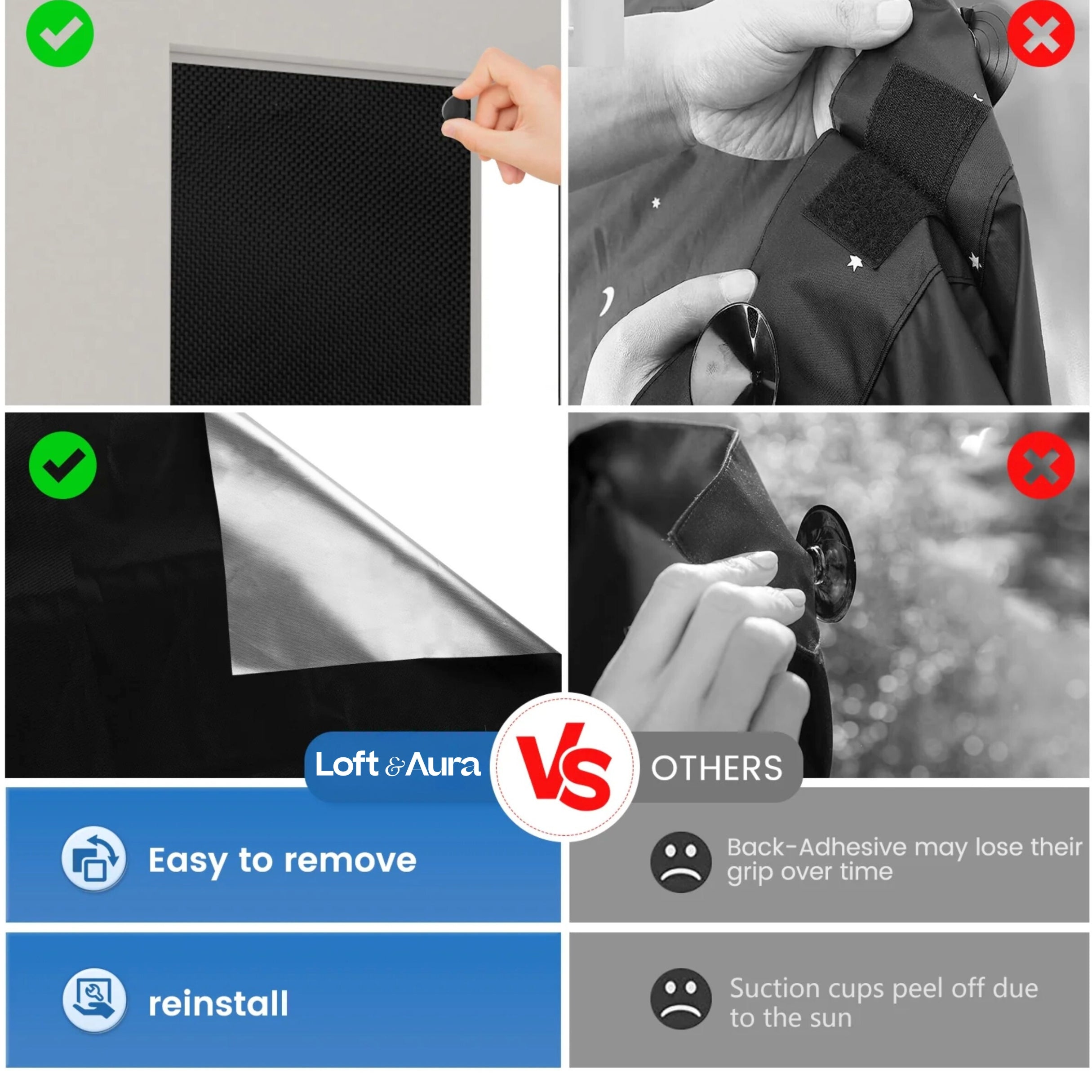 Loft & Aura™ Magnetic Portable Blackout Window Shades