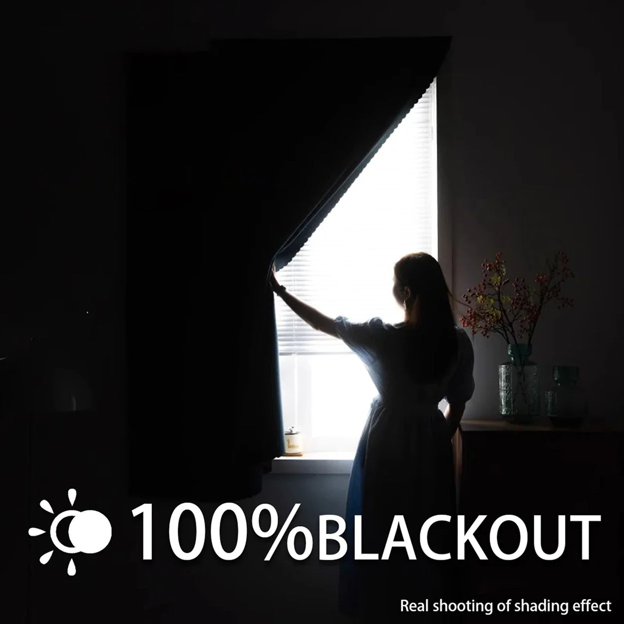 1Pc Self-Adhesive Portable 100% Blackout Curtains, Punch-Free Sunshade Curtains - Heat Insulation, Easy Installation, Available for All Seasons