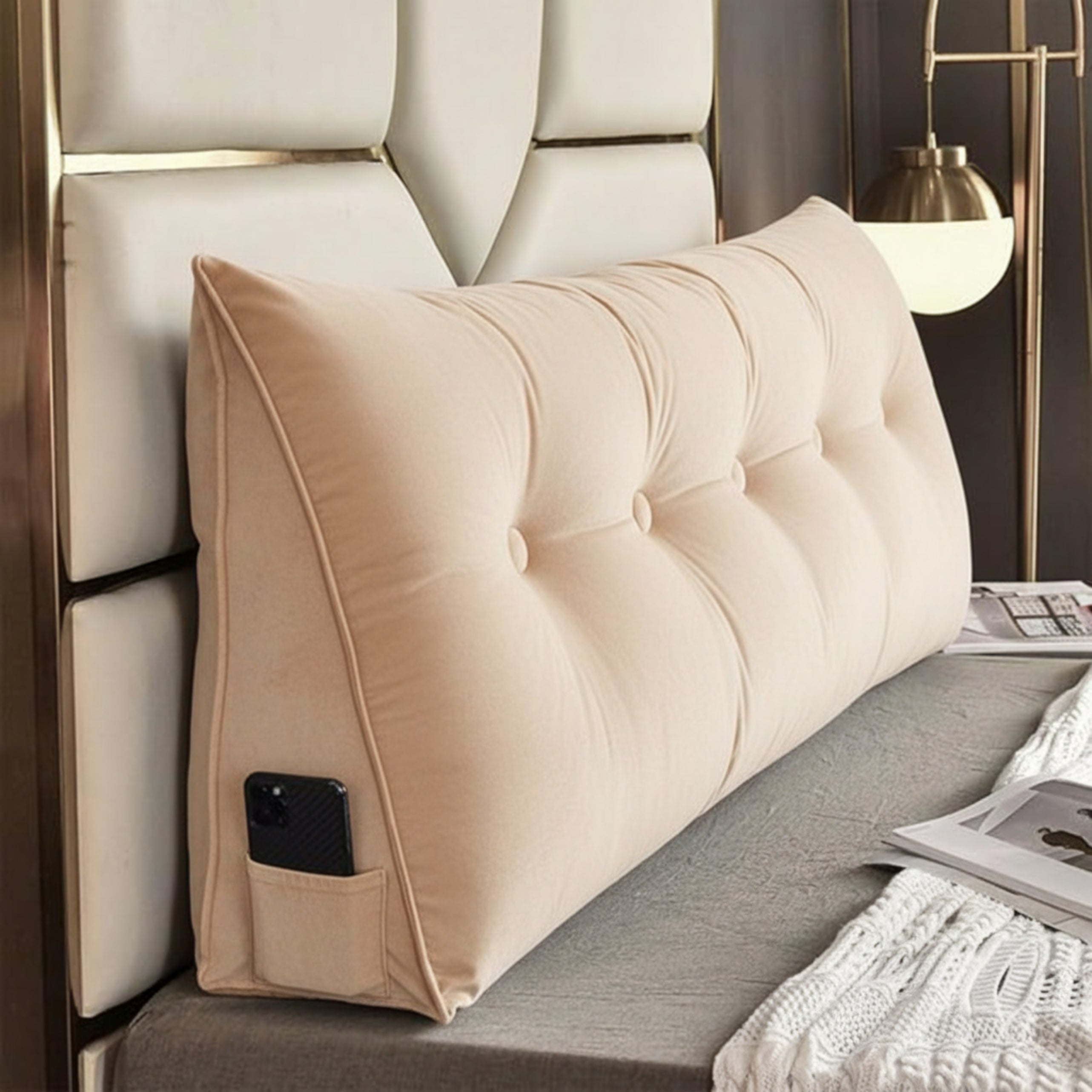 Loft & Aura™ Large Triangle Headboard Pillow Ergonomic Wedge Backrest