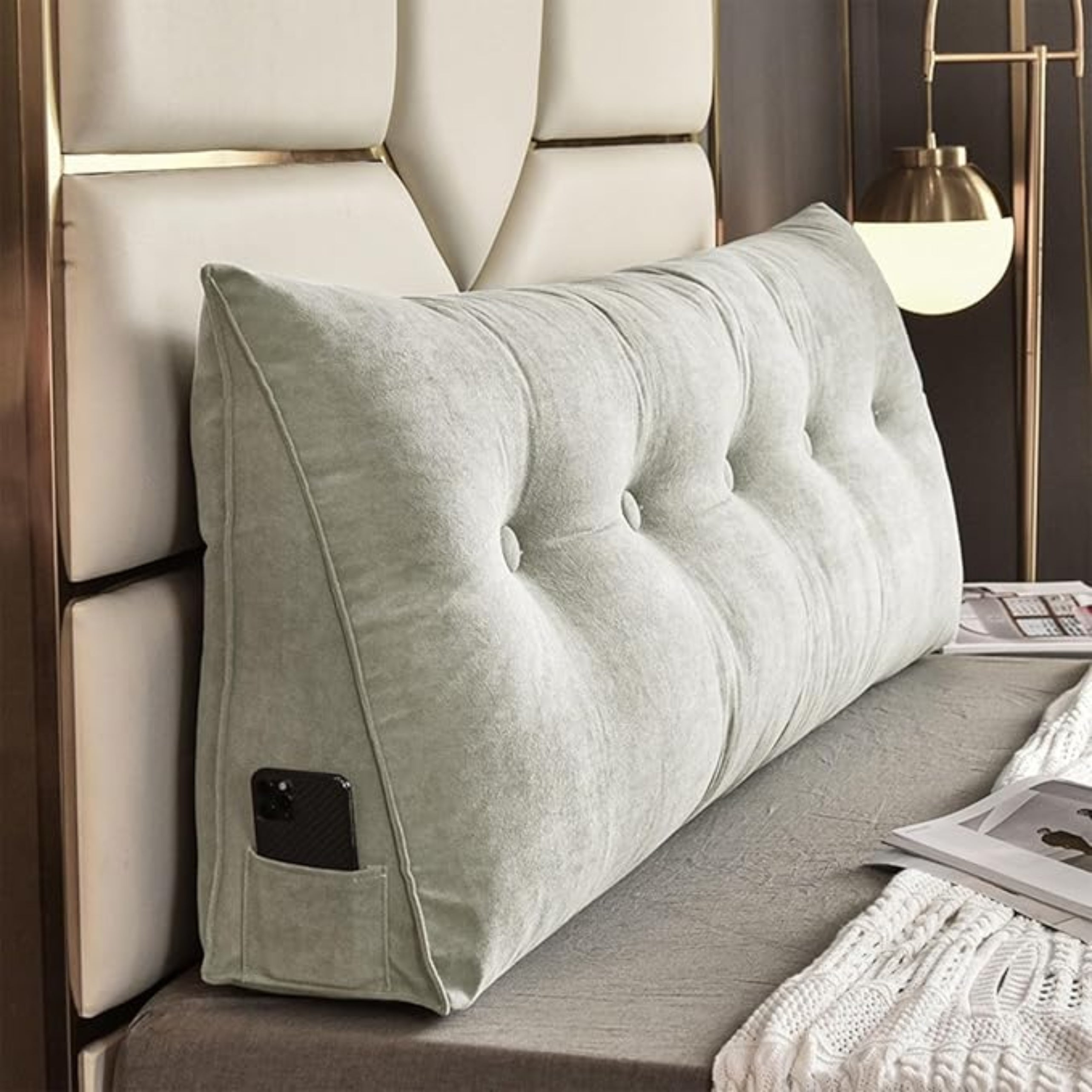 Loft & Aura™ Large Triangle Headboard Pillow Ergonomic Wedge Backrest