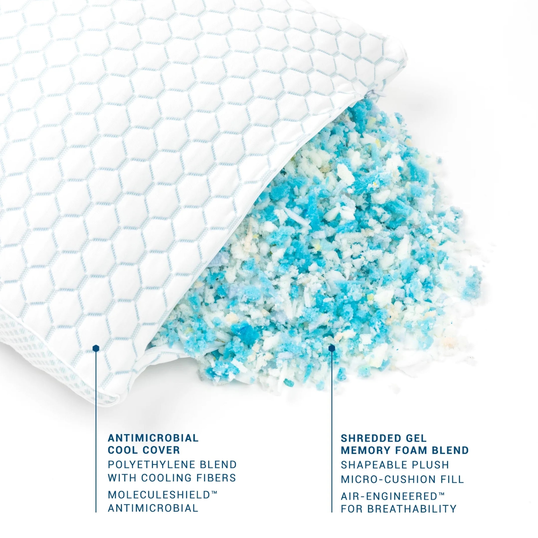Loft & Aura™ Cooling Shredded Memory Foam Pillow for Adjustable Comfort