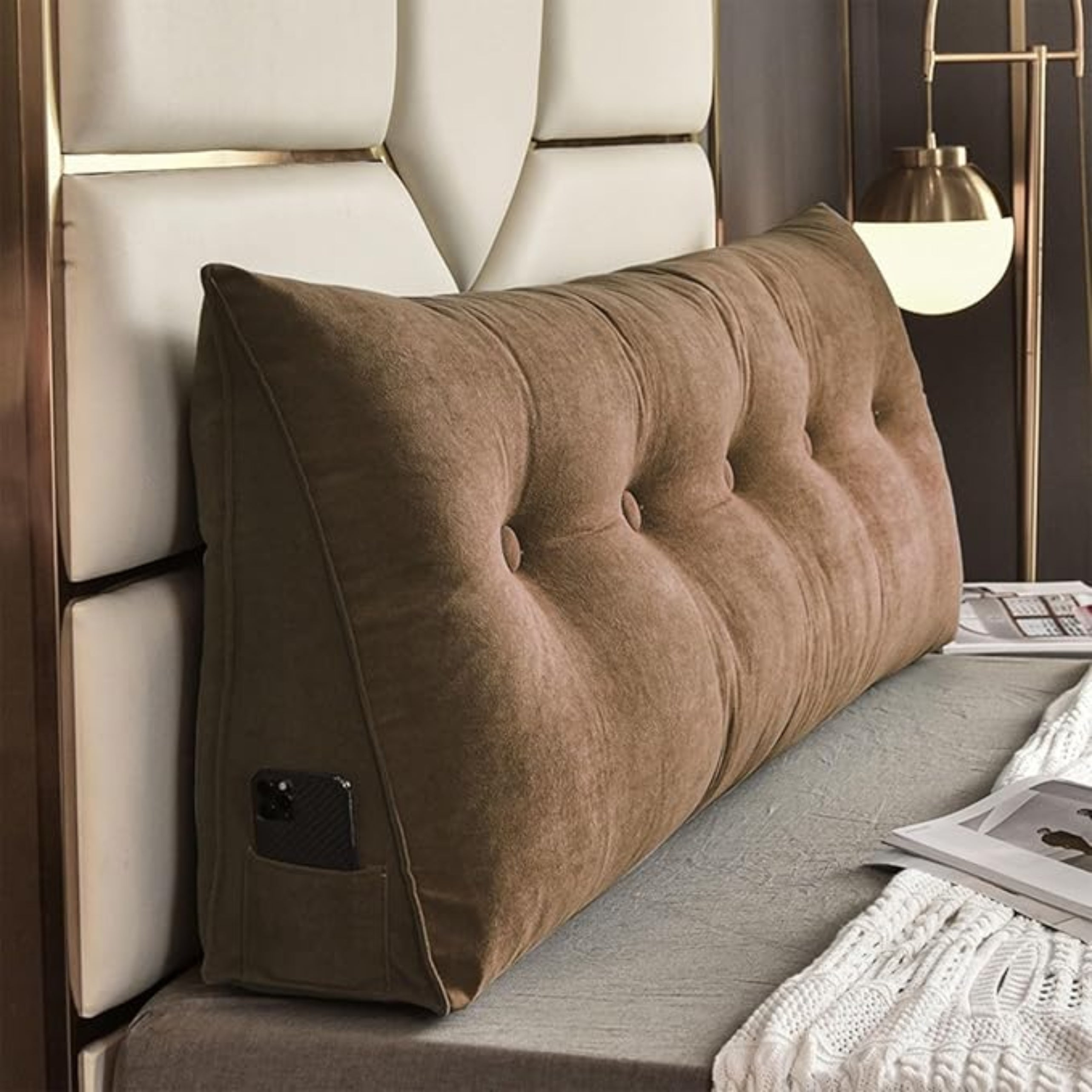 Loft & Aura™ Large Triangle Headboard Pillow Ergonomic Wedge Backrest