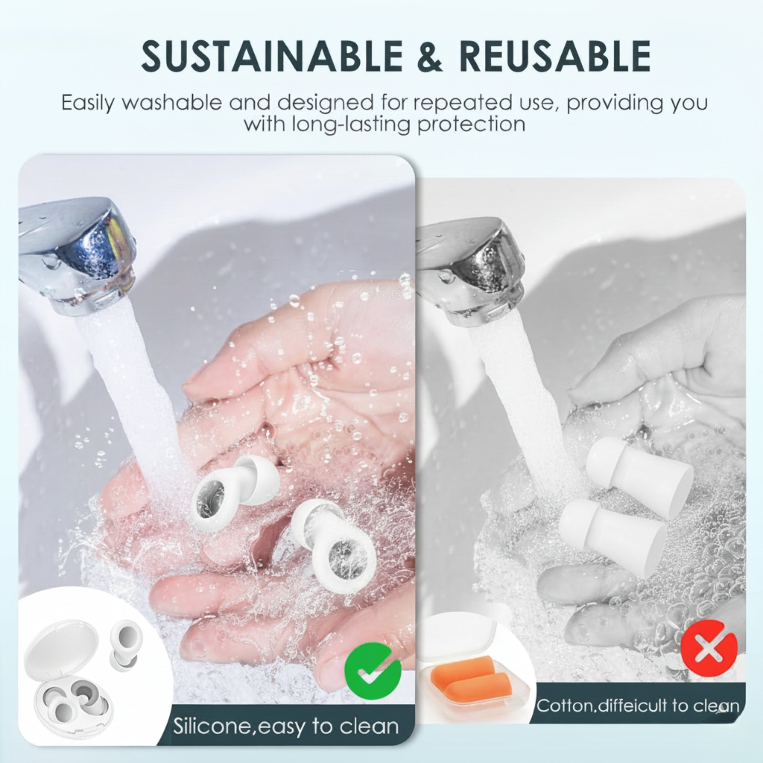 Loft & Aura™ Silicone Earplugs Set – Noise Reduction & Waterproof