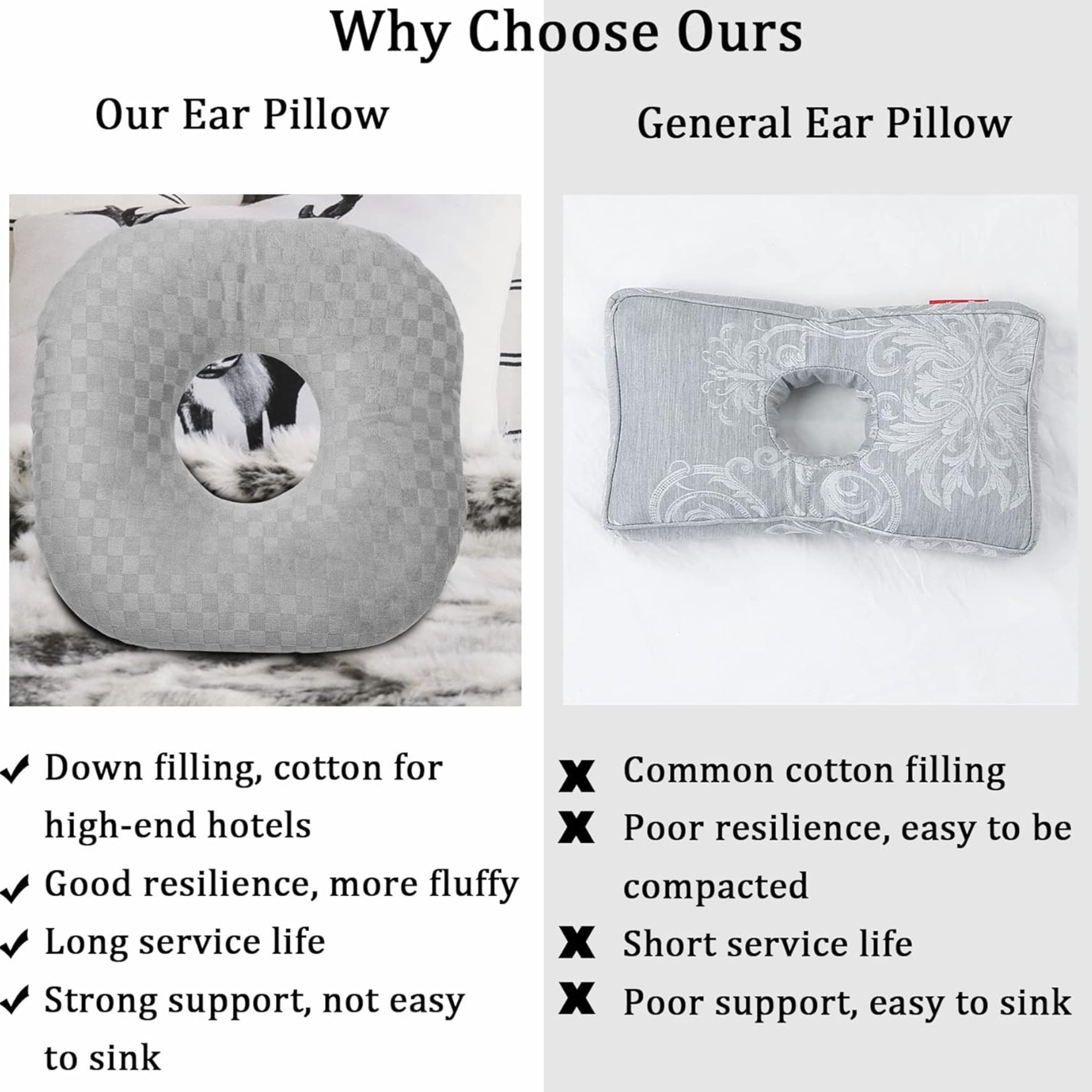 Loft & Aura™ Cotton Adjustable Ear Pillow - Square Shape