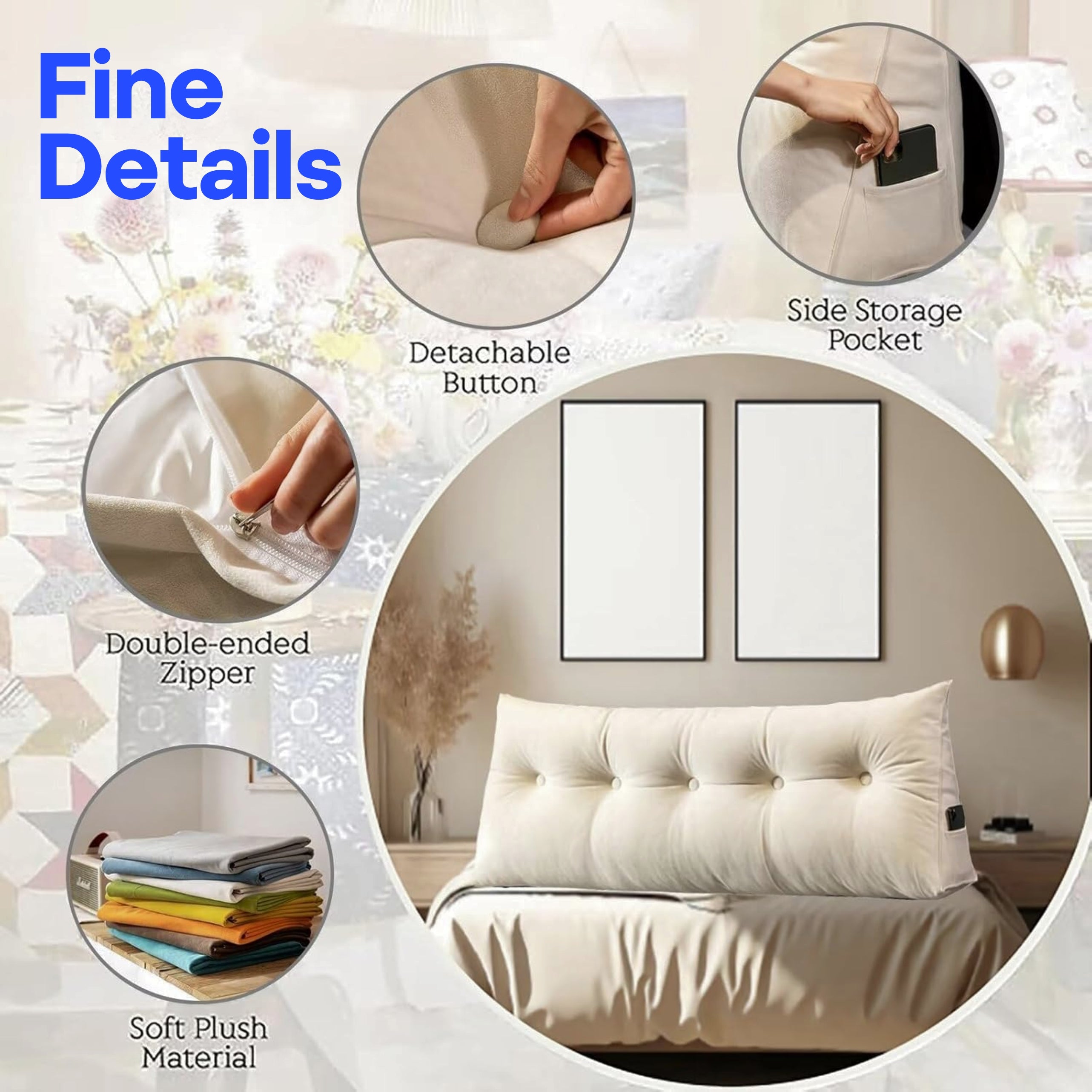 Loft & Aura™ Large Triangle Headboard Pillow Ergonomic Wedge Backrest