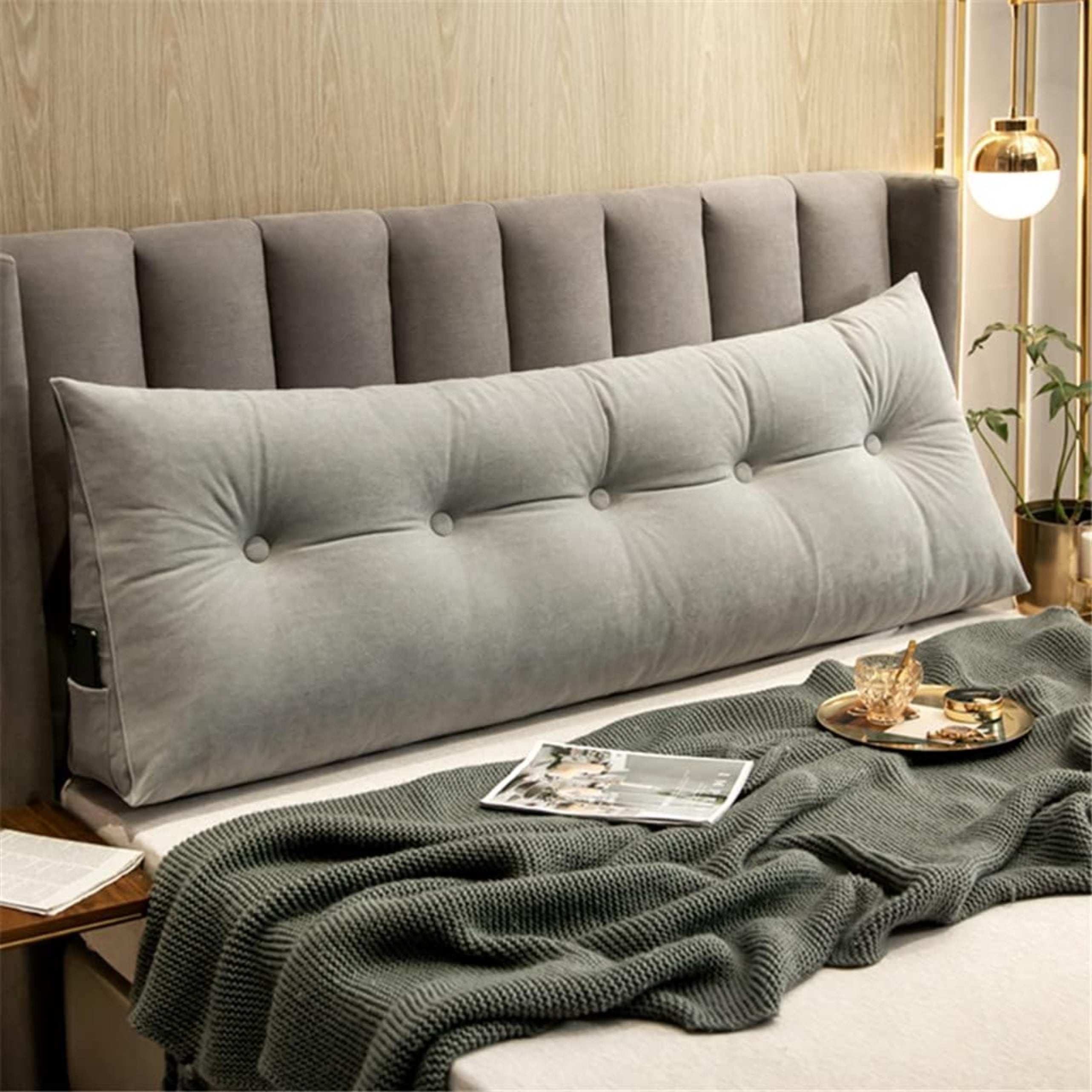 Loft & Aura™ Large Triangle Headboard Pillow Ergonomic Wedge Backrest