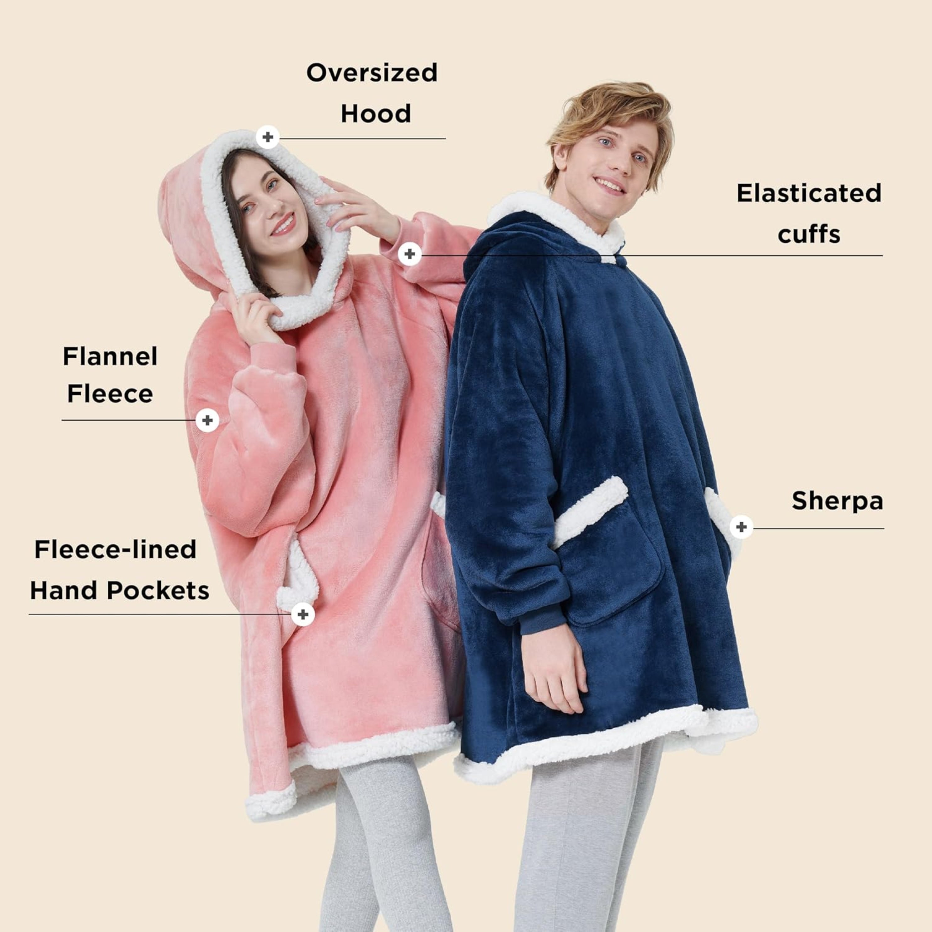 Loft & Aura™ Oversized Flannel Hoodie Blanket