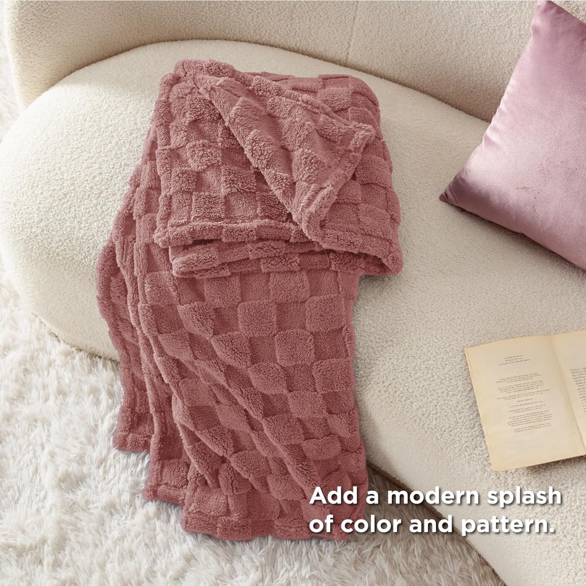 Loft & Aura™ Cozy Checkered Fleece Throw Blanket