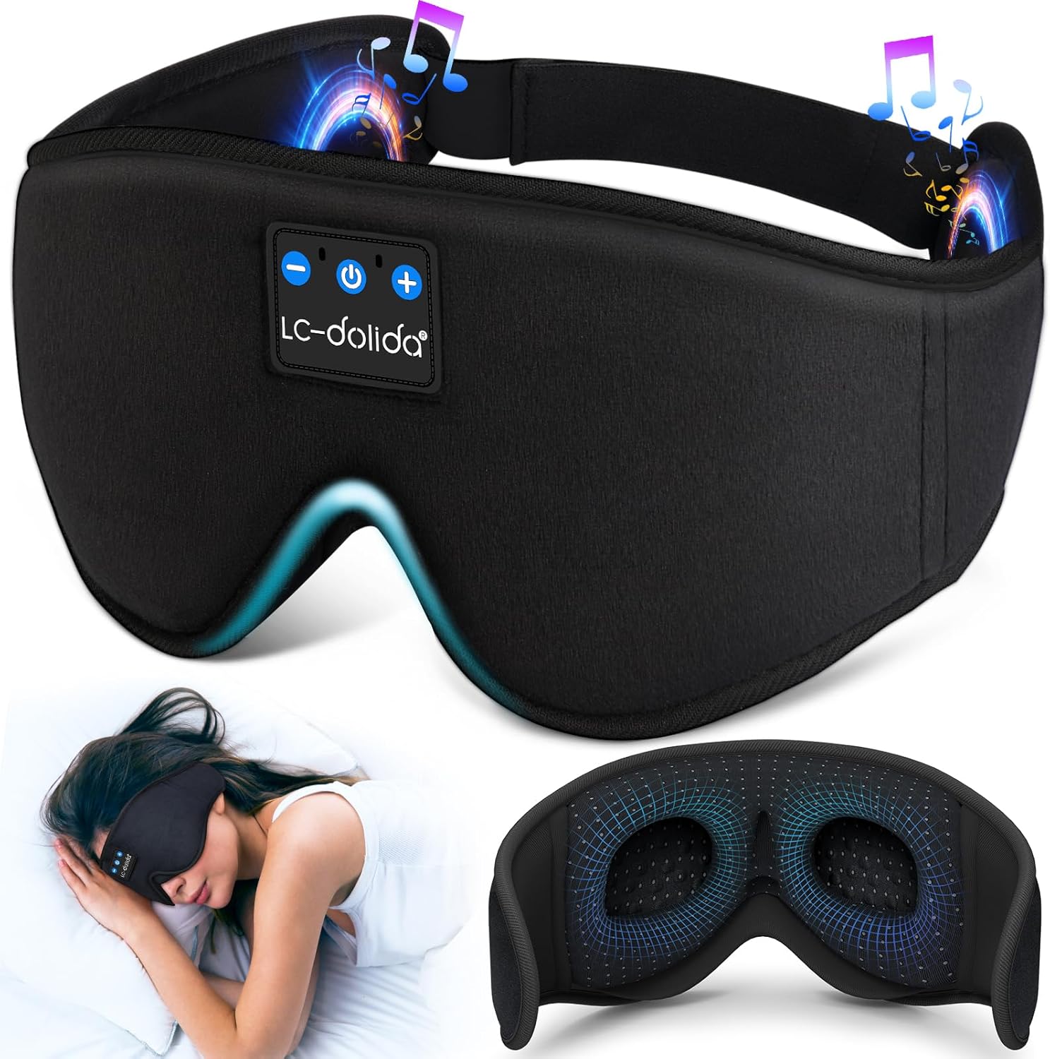 Loft & Aura™ LC-dolida 3D Bluetooth Sleep Headphones Mask