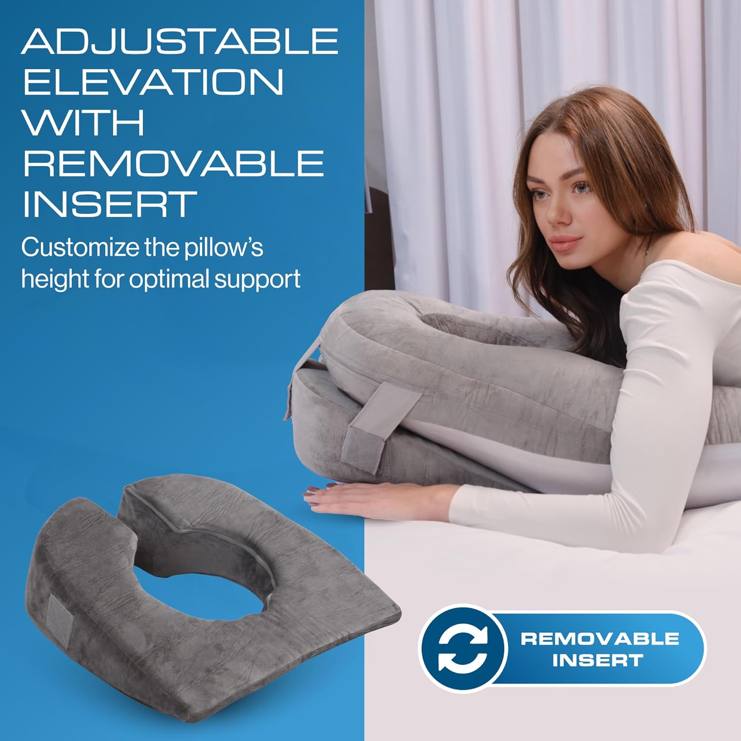 Loft & Aura™ Face Down Pillow for Comfort with Warm & Cool Sides