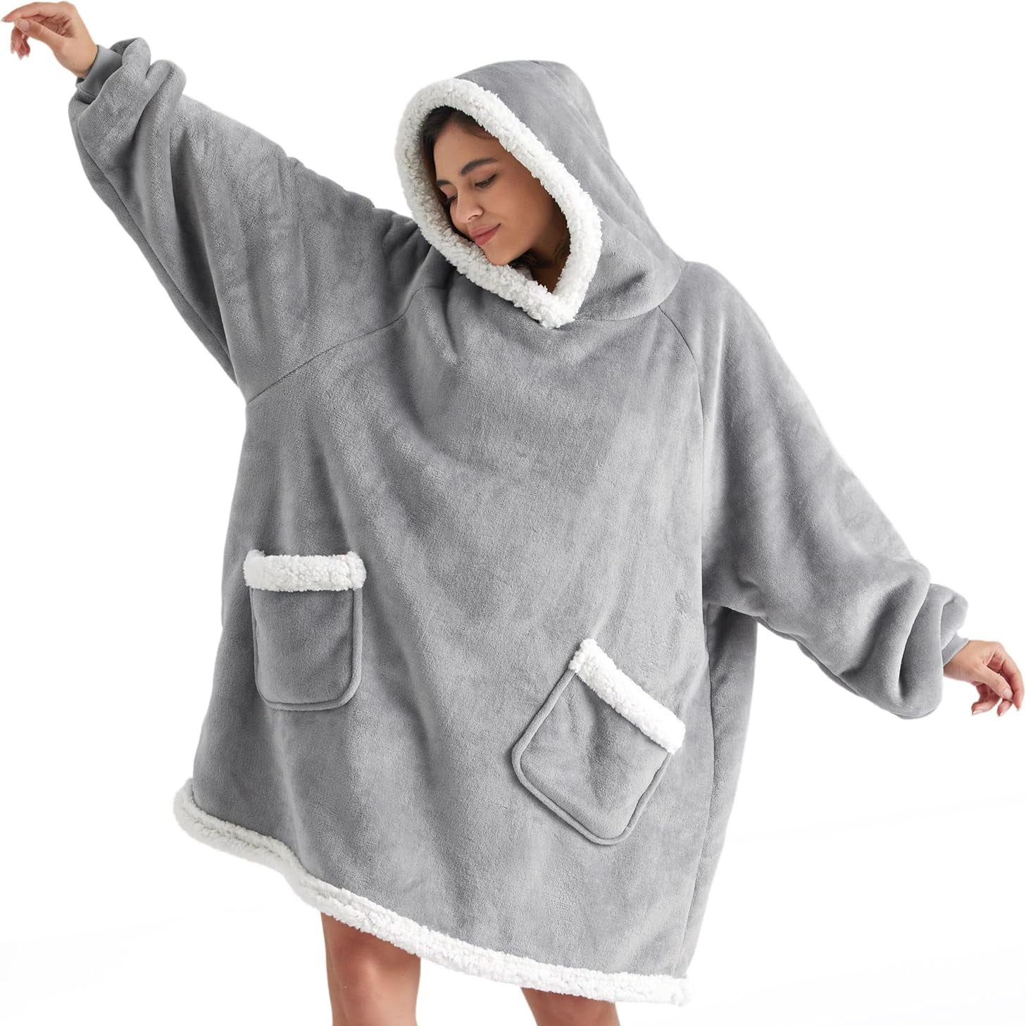 Loft & Aura™ Oversized Flannel Hoodie Blanket