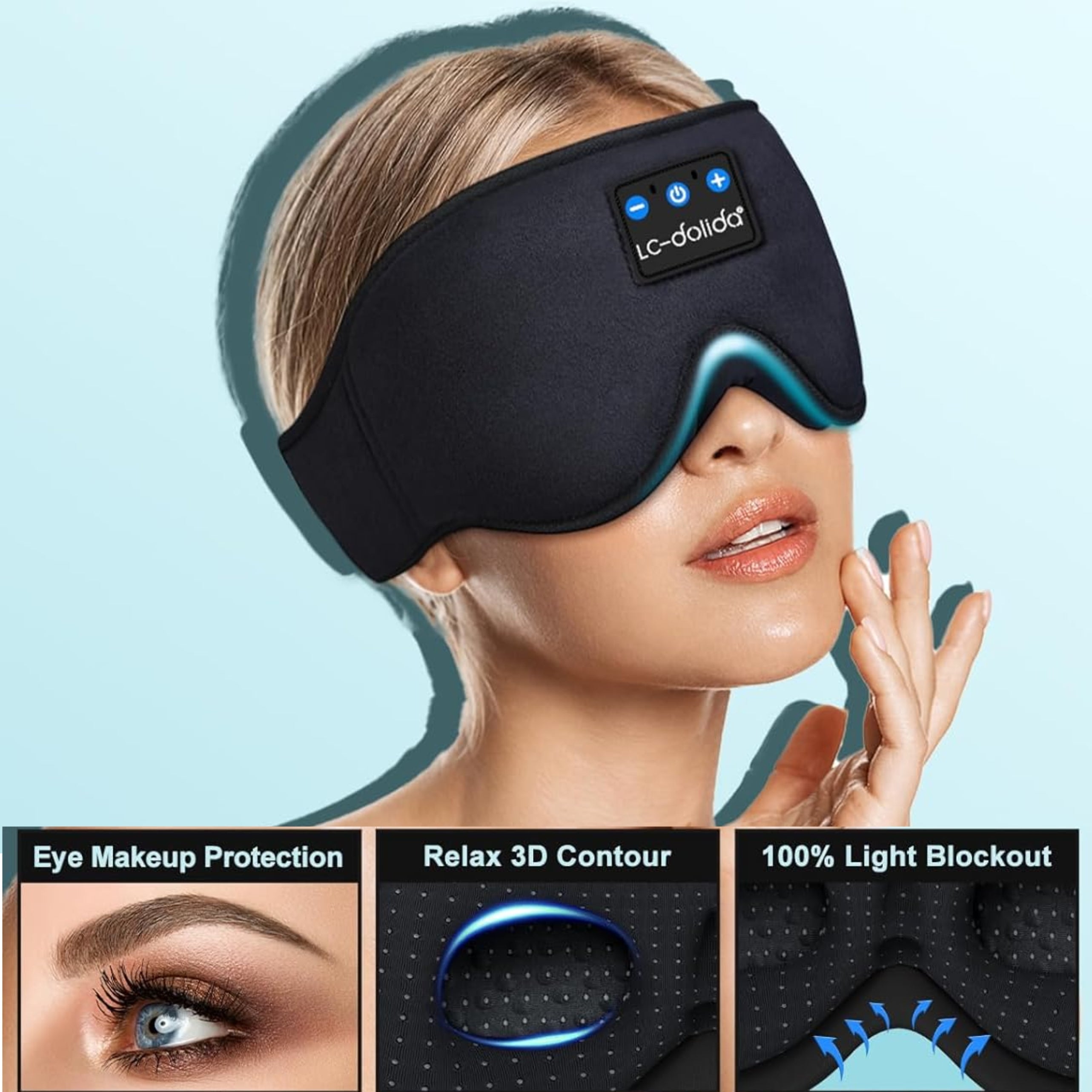 Loft & Aura™ LC-dolida 3D Bluetooth Sleep Headphones Mask