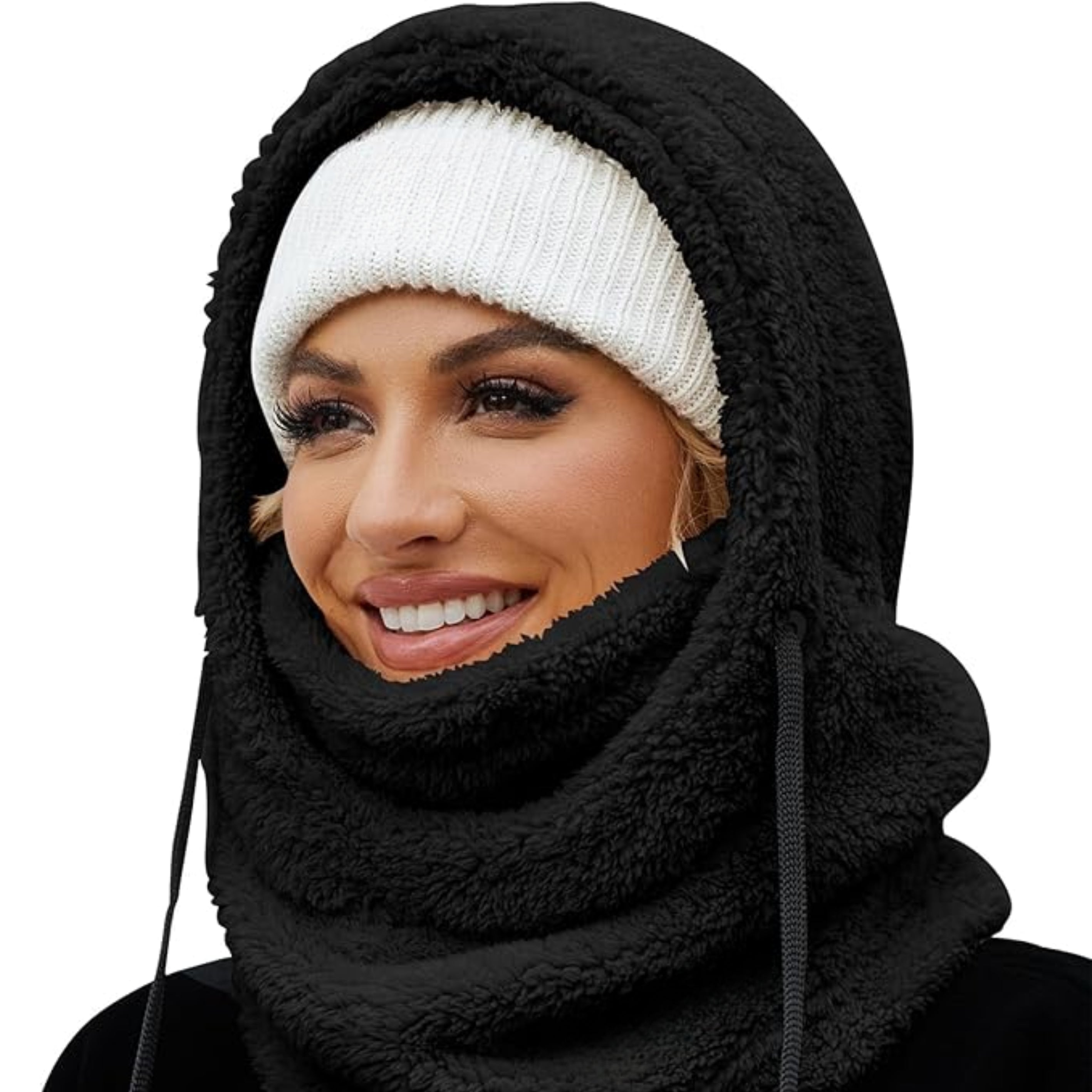 Loft & Aura™ Winter Fleece-lined Hooded Beanie Scarf Travel