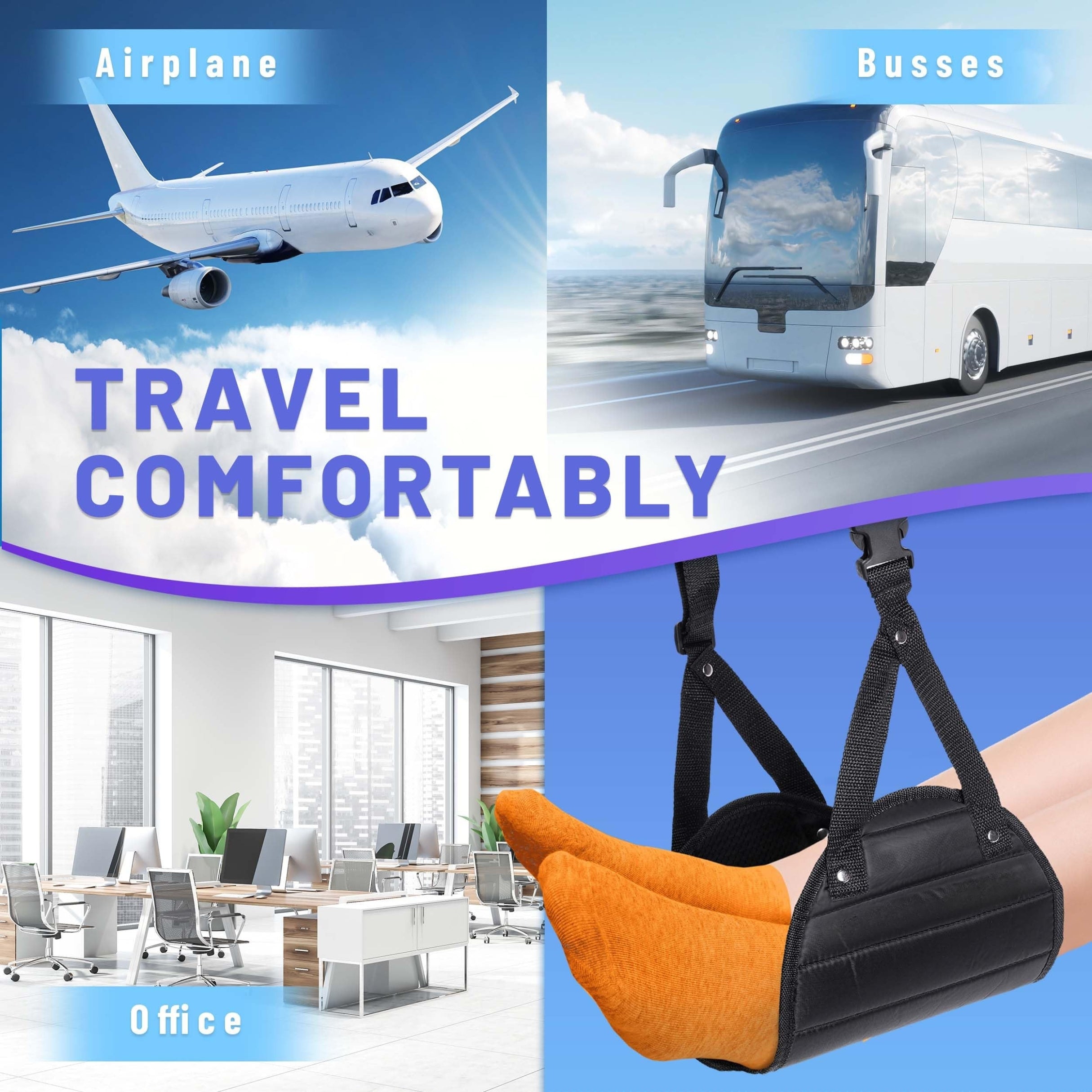 Loft & Aura™ Airplane Foot Hammock Travel Comfort Accessory