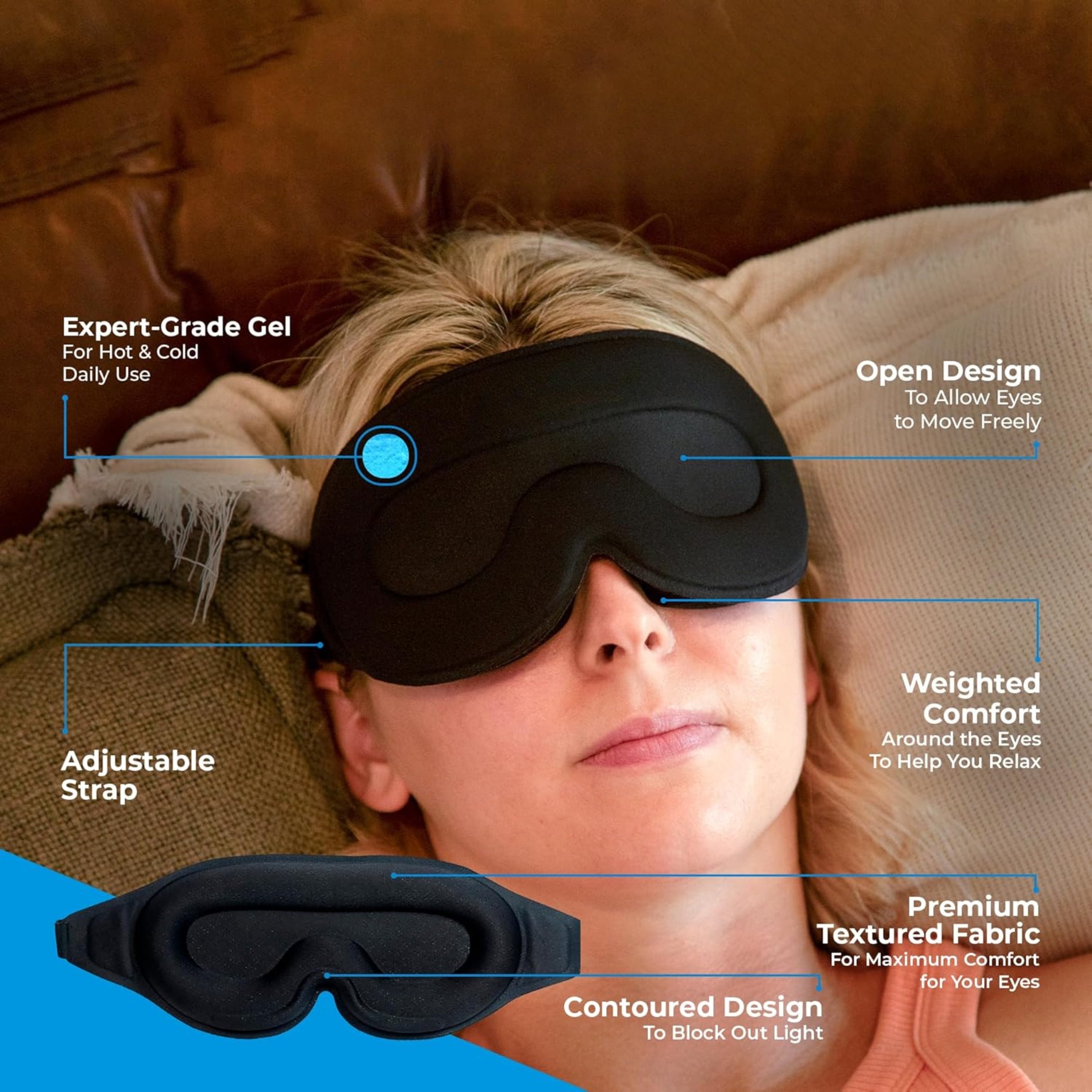 Loft & Aura™ Cooling Gel Sleep Mask with 3D Contoured Eye Design
