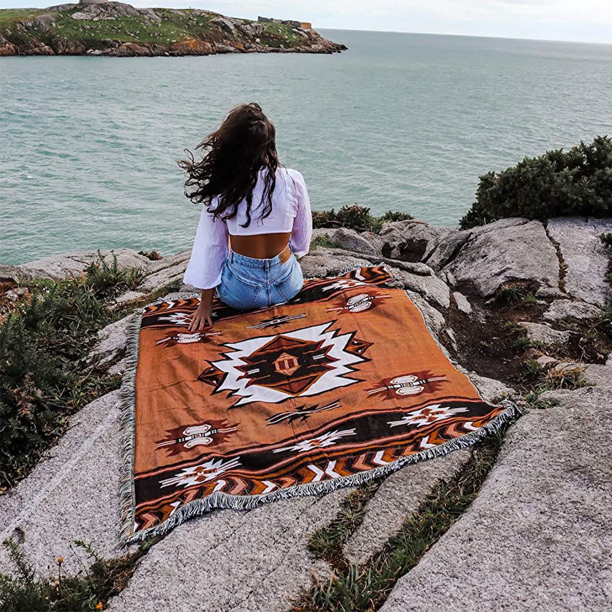 Loft & Aura™ Brown Reversible Woven Throw Blanket with Tassels