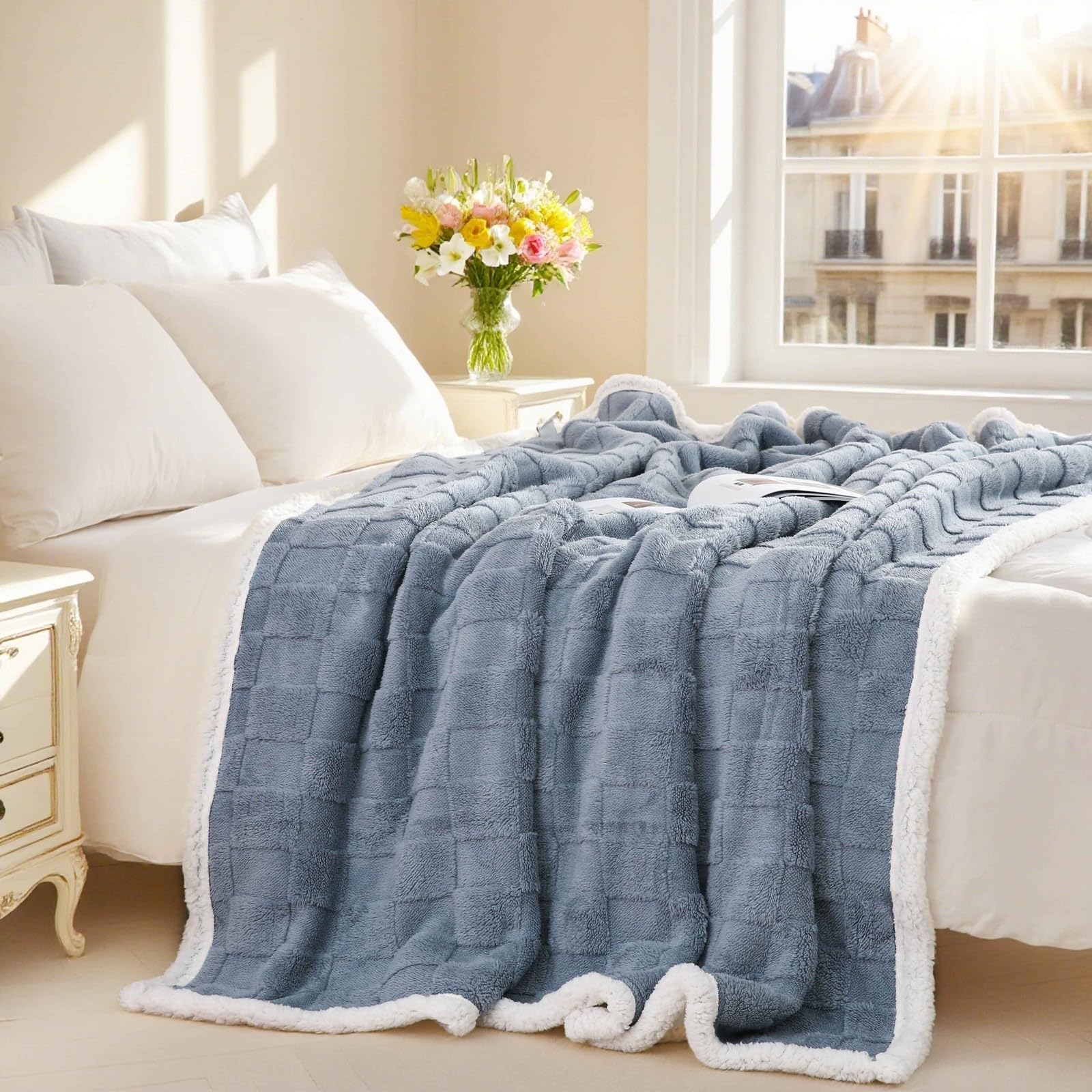 Loft & Aura™ Sherpa Flannel Throw Blanket