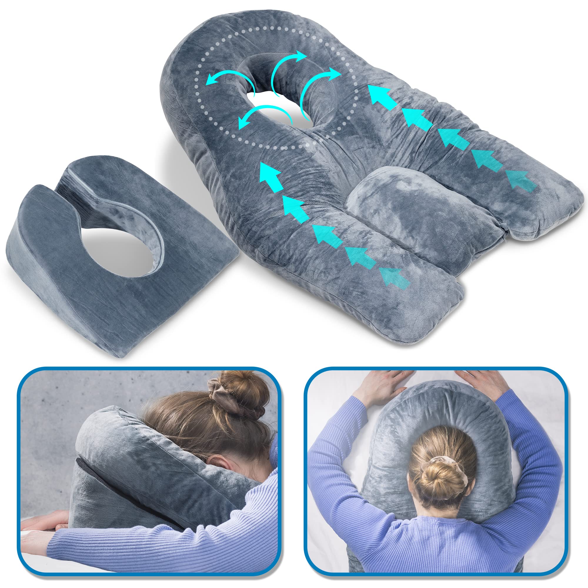 Loft & Aura™ Face Down Pillow for Comfort with Warm & Cool Sides
