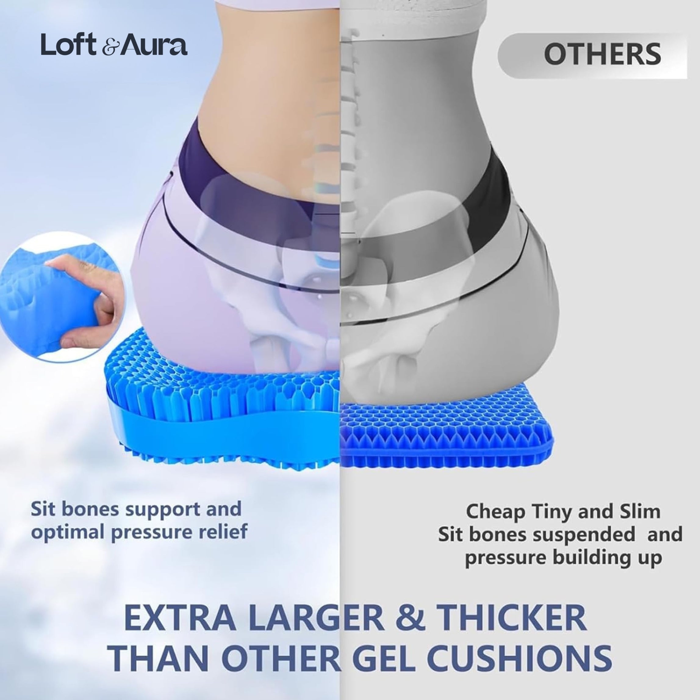 Loft & Aura™ Honeycomb Gel Silicone Seat Cushion