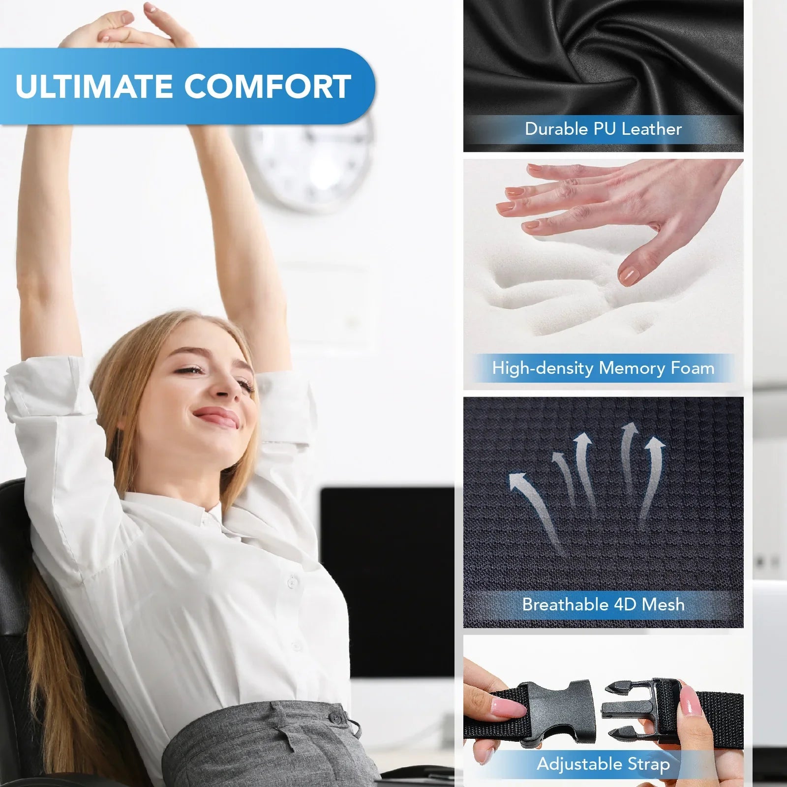 Superior Lumbar Support Pillow Memory Foam Mesh Cojines Para Auto Car Office Wheelchair Back Cushion Car Accessories Ergonomic