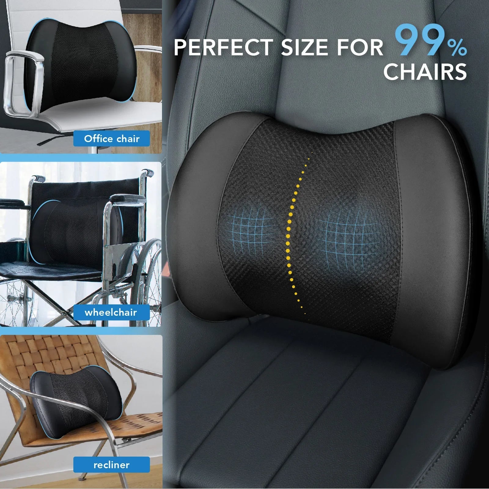 Superior Lumbar Support Pillow Memory Foam Mesh Cojines Para Auto Car Office Wheelchair Back Cushion Car Accessories Ergonomic