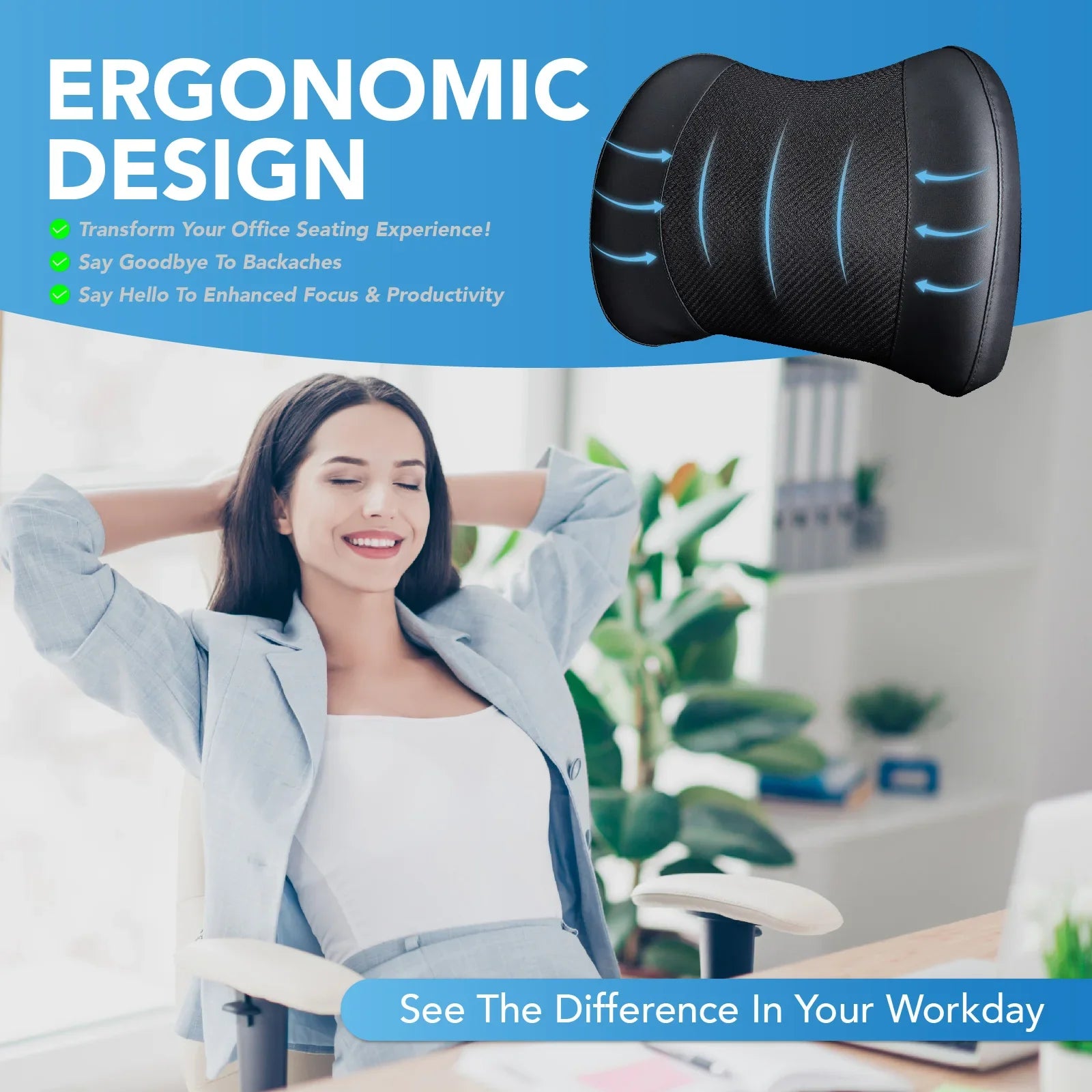 Superior Lumbar Support Pillow Memory Foam Mesh Cojines Para Auto Car Office Wheelchair Back Cushion Car Accessories Ergonomic