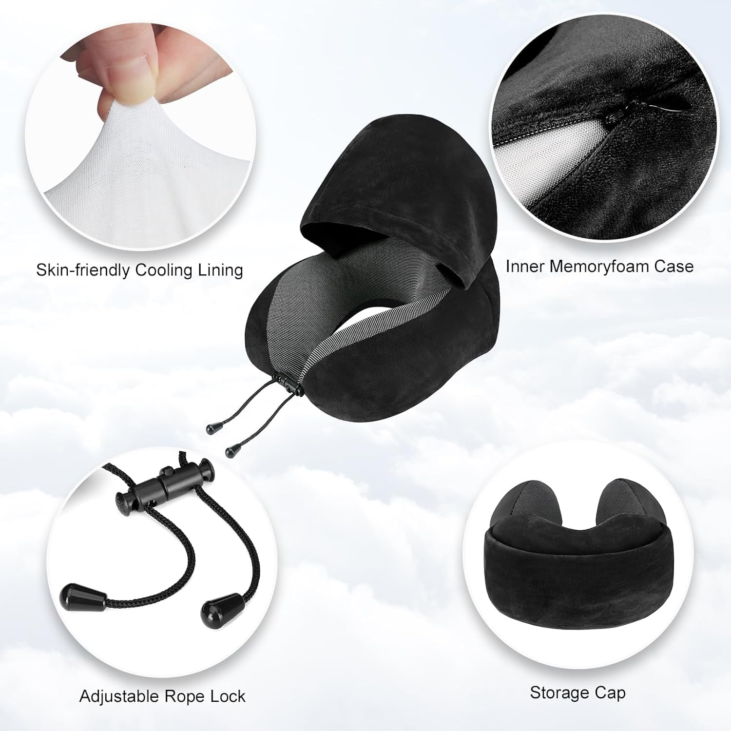Loft & Aura™ Hooded U-Shaped Travel Pillow