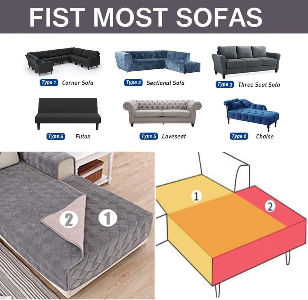 Loft & Aura™ Velvet Plaid Plush Sofa Cover