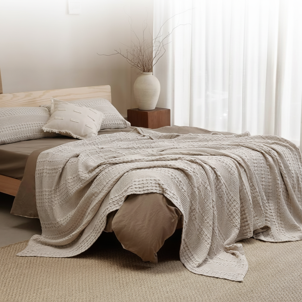 Loft & Aura™ Cotton Waffle Weave Summer Blanket